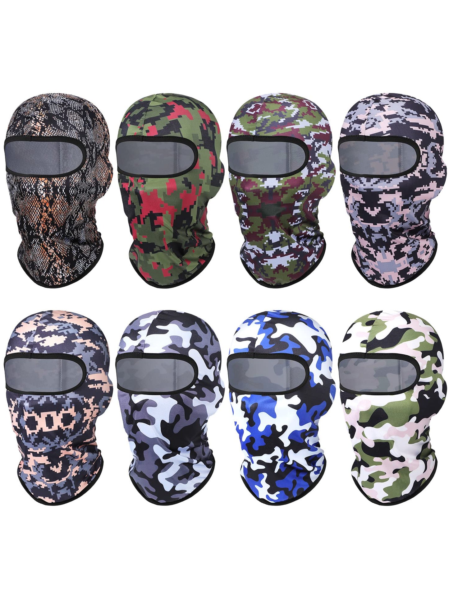 Geyoga 8 Pcs Balaclava Ski Mask Sun Protection Windproof Balaclava UV Protection Summer Full Face Covering for Outdoor Sports