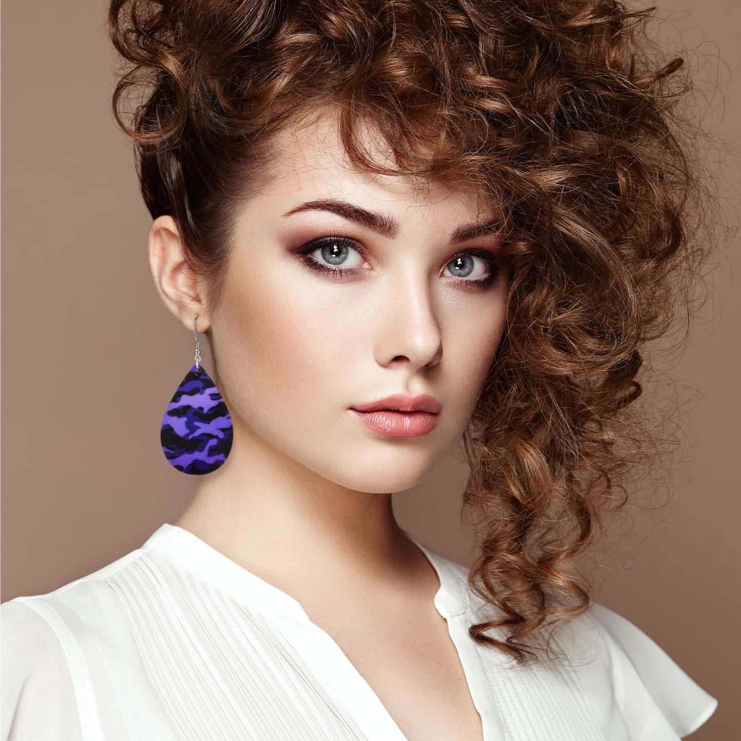 Camo Earrings for Women,Camouflage Leather Dangle Earrings Cool Lightweight Teardrop Green Camouflage Leather Drop Earrings