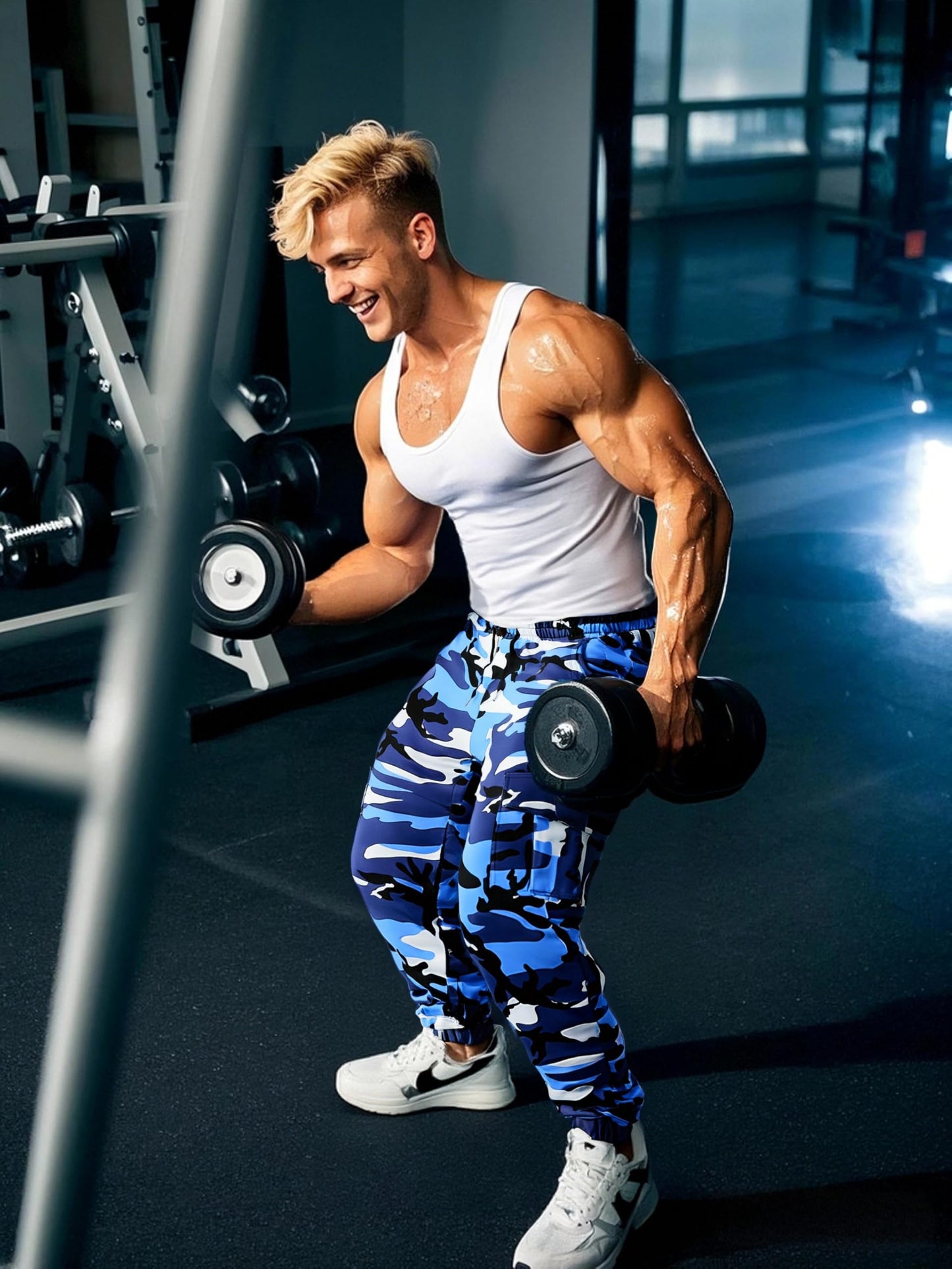 GRAJTCIN Casual Camo Joggers Sweatpants for Men Lightweight Hiking Outdoor Sweatpants Streetwear Pants for Men