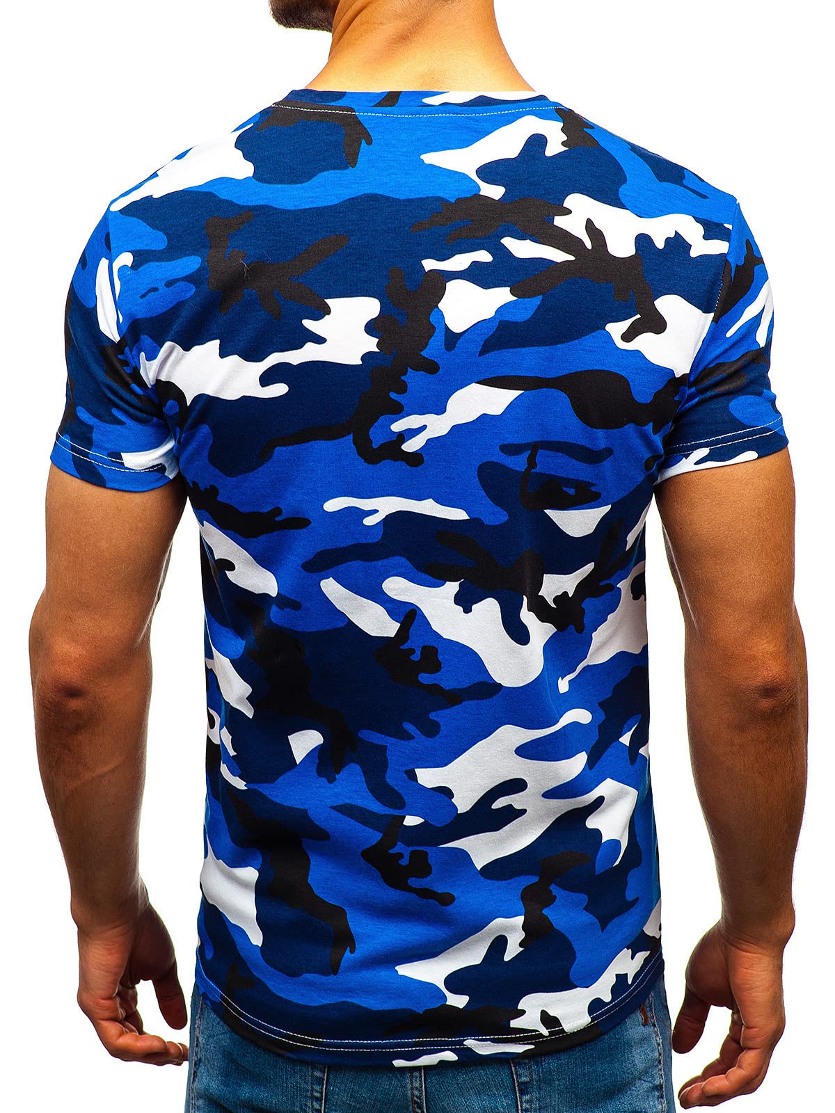 Men's Camouflage T-Shirt Sports Fitness Short Sleeve Military Camo Crewneck Vintage Shirt