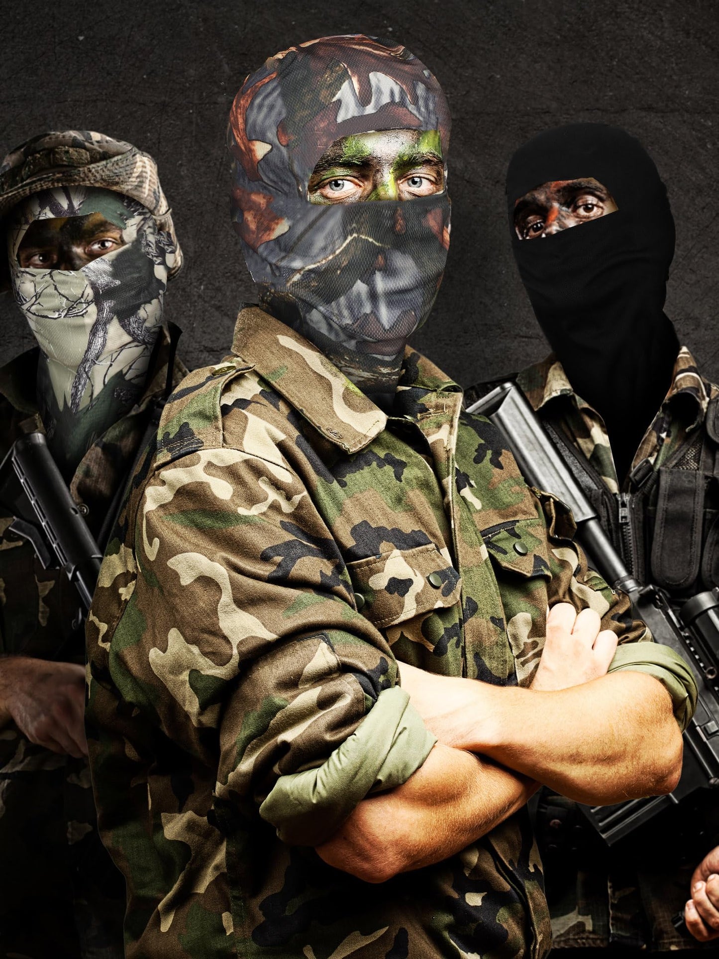 Blulu 3 Pieces Camo Balaclava Summer Full Face Mask Ski Mask Sun Dust Protection Full Face Cover for Men Women Outdoor