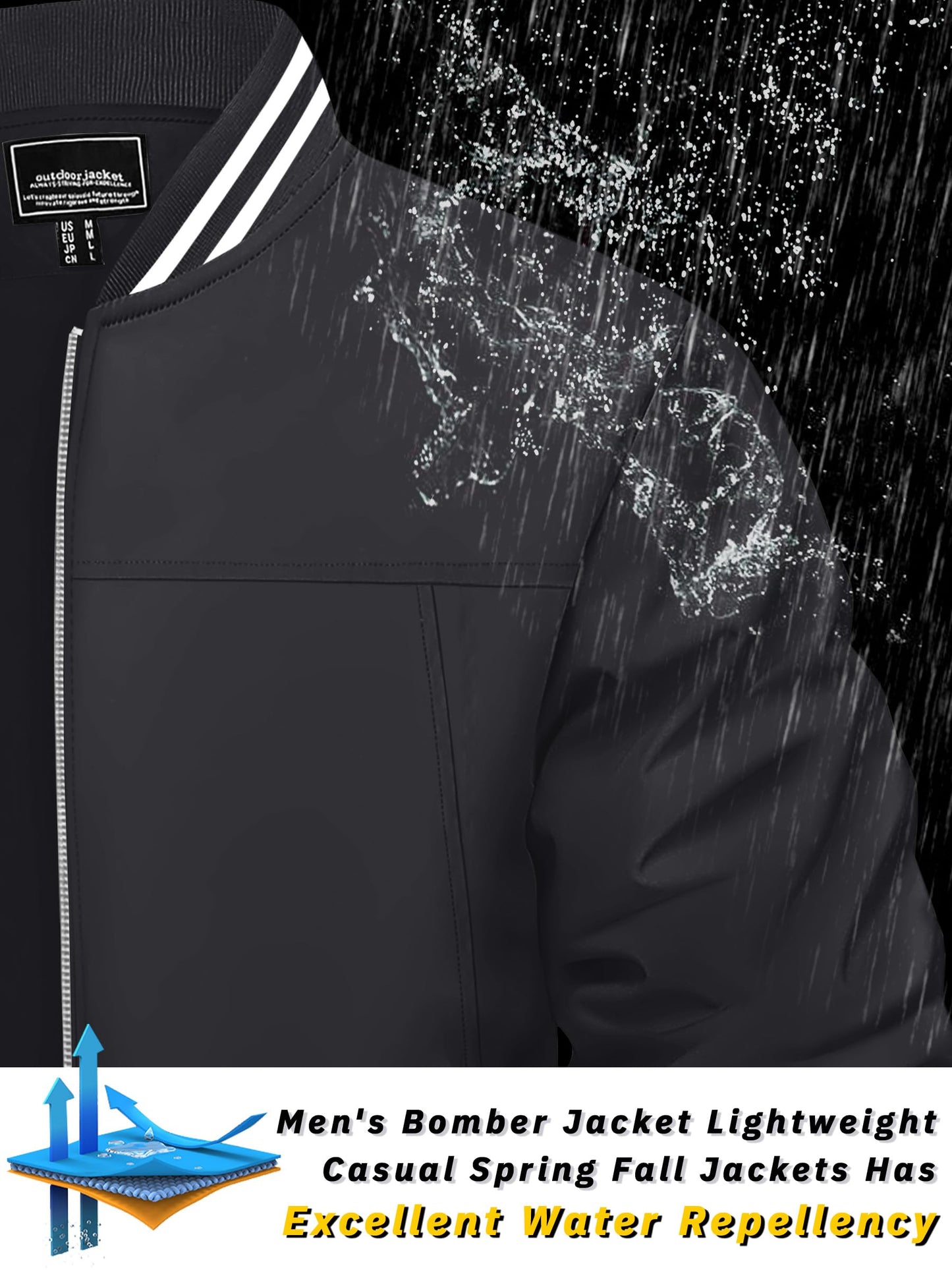 TACVASEN Men's Lightweight Jacket Casual Spring Fall Windbreaker Bomber Zip Up Coat With Pocket