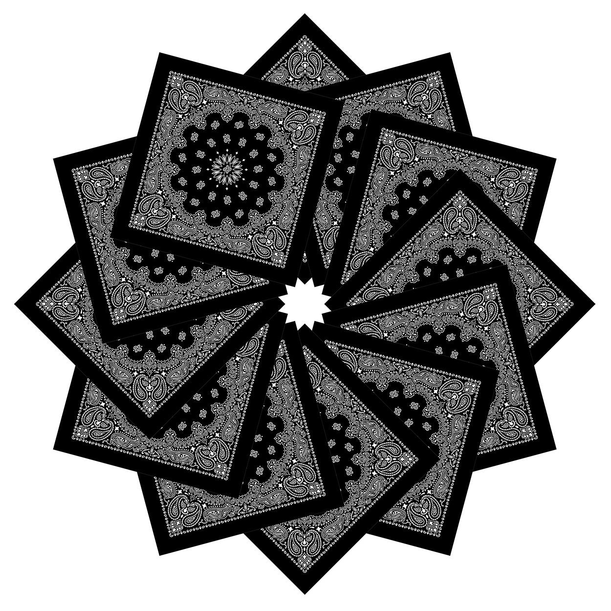 xsby 12 Piece Novelty Bandanas Paisley 100% Cotton Headwear