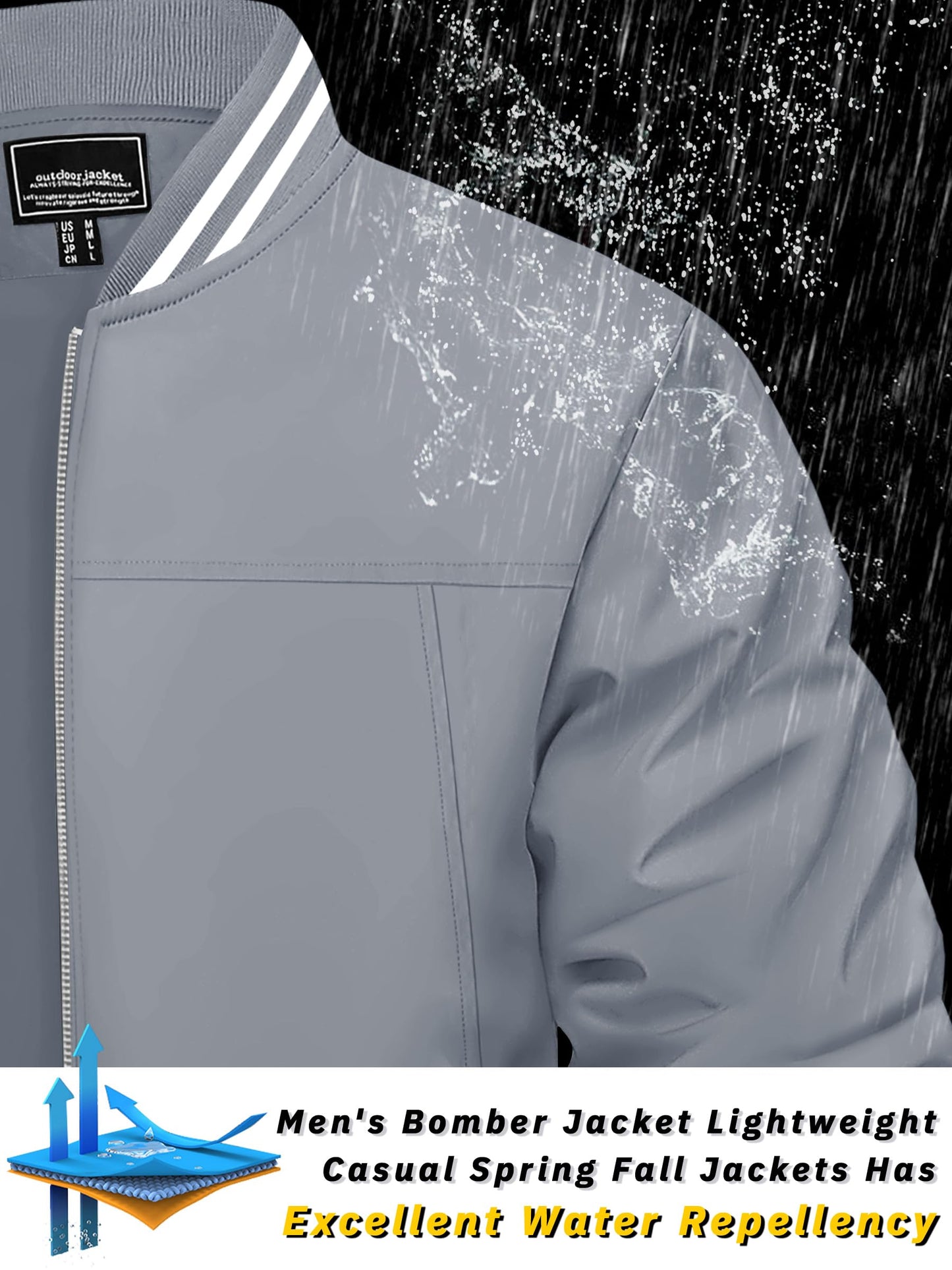 TACVASEN Men's Lightweight Jacket Casual Spring Fall Windbreaker Bomber Zip Up Coat With Pocket