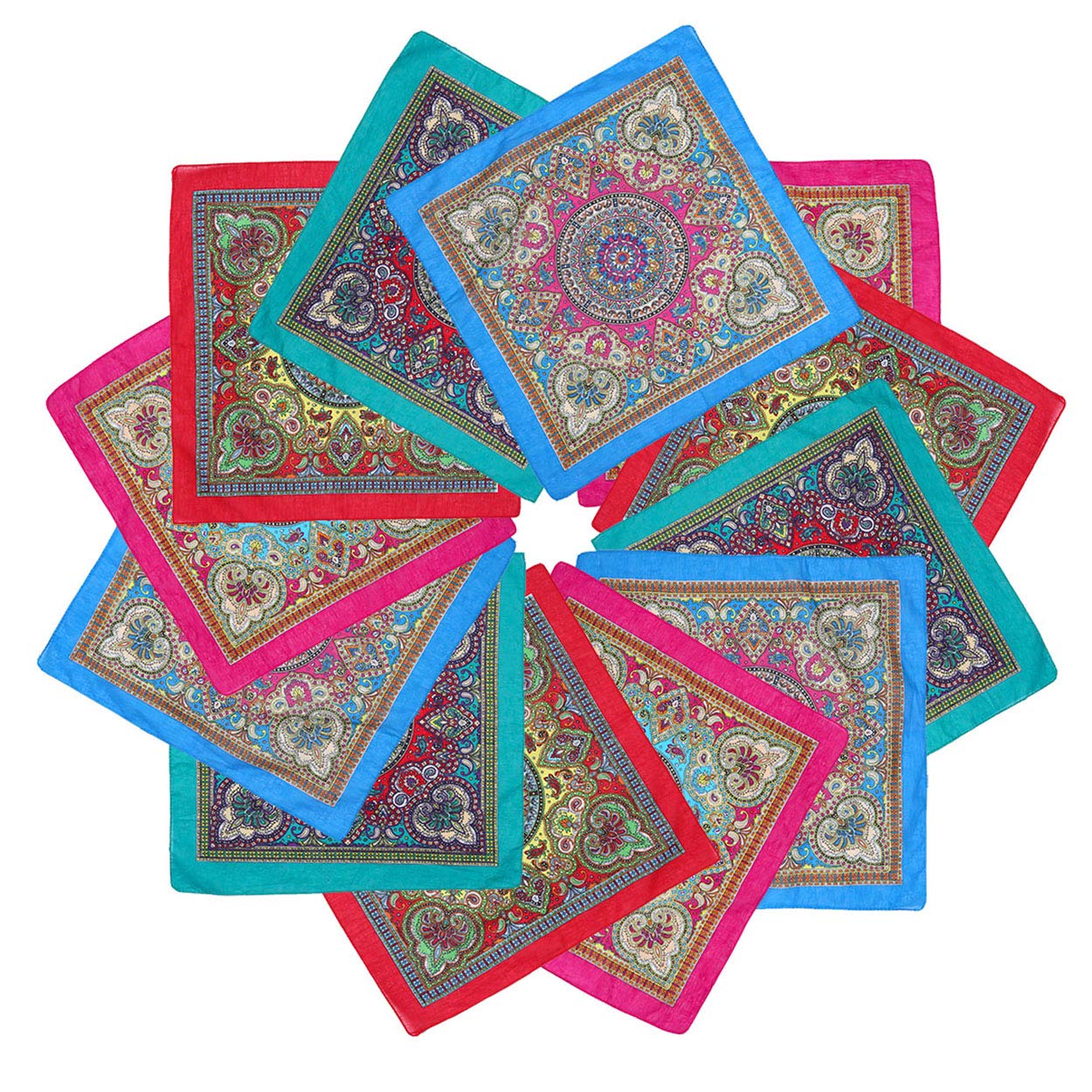 xsby 12 Piece Novelty Bandanas Paisley 100% Cotton Headwear