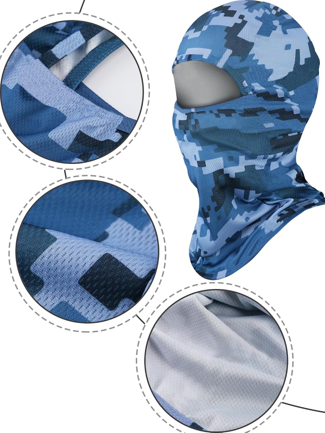 Blulu 3 Pieces Camo Balaclava Summer Full Face Mask Ski Mask Sun Dust Protection Full Face Cover for Men Women Outdoor