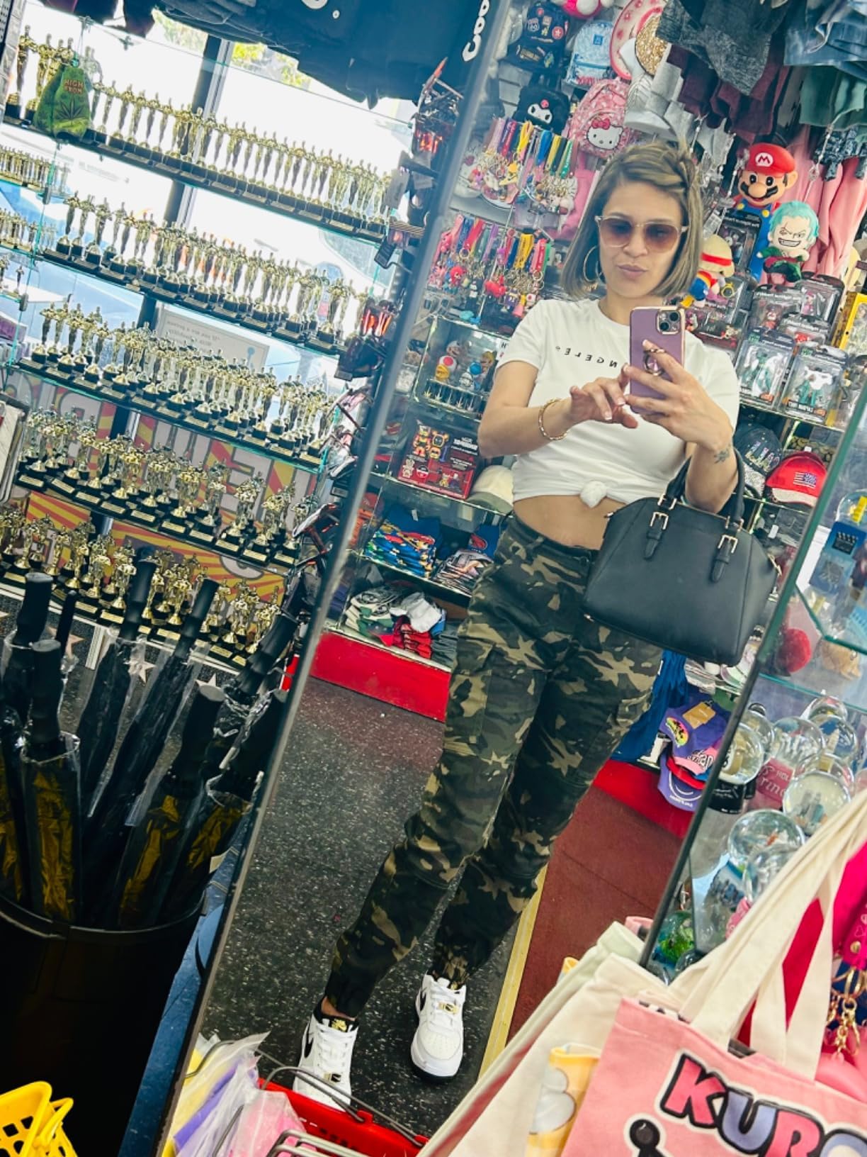 Women's Cargo Jogger Camo Pants with Pockets High Waist Slim Casual Tapered Camouflage Combat Hiking Pants