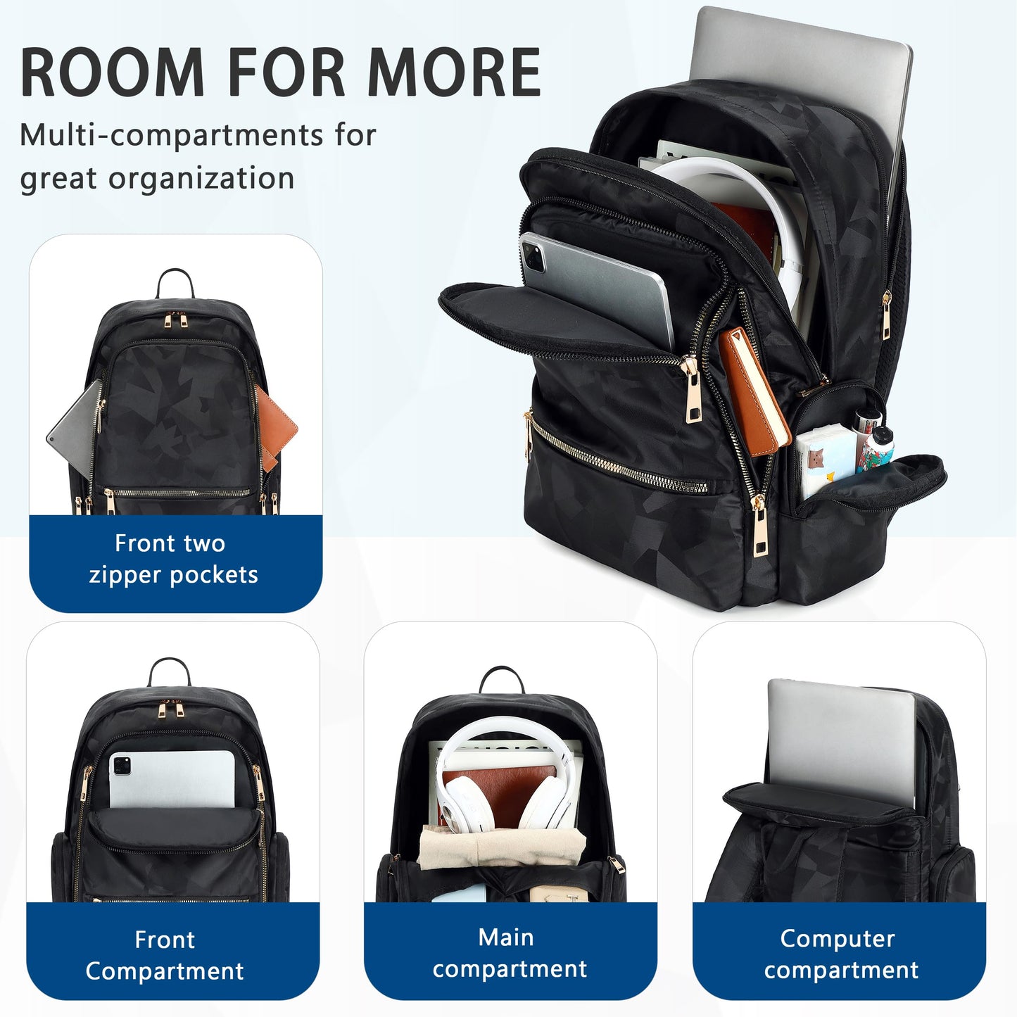 AO ALI VICTORY Backpack for Women Men Travel Laptop 15.6 Inch Computer Backpacks Anti Theft Carry on Bag College Bookbag Large Back Pack for Work Business Traveling Commuter Casual Daypack,Camo Green