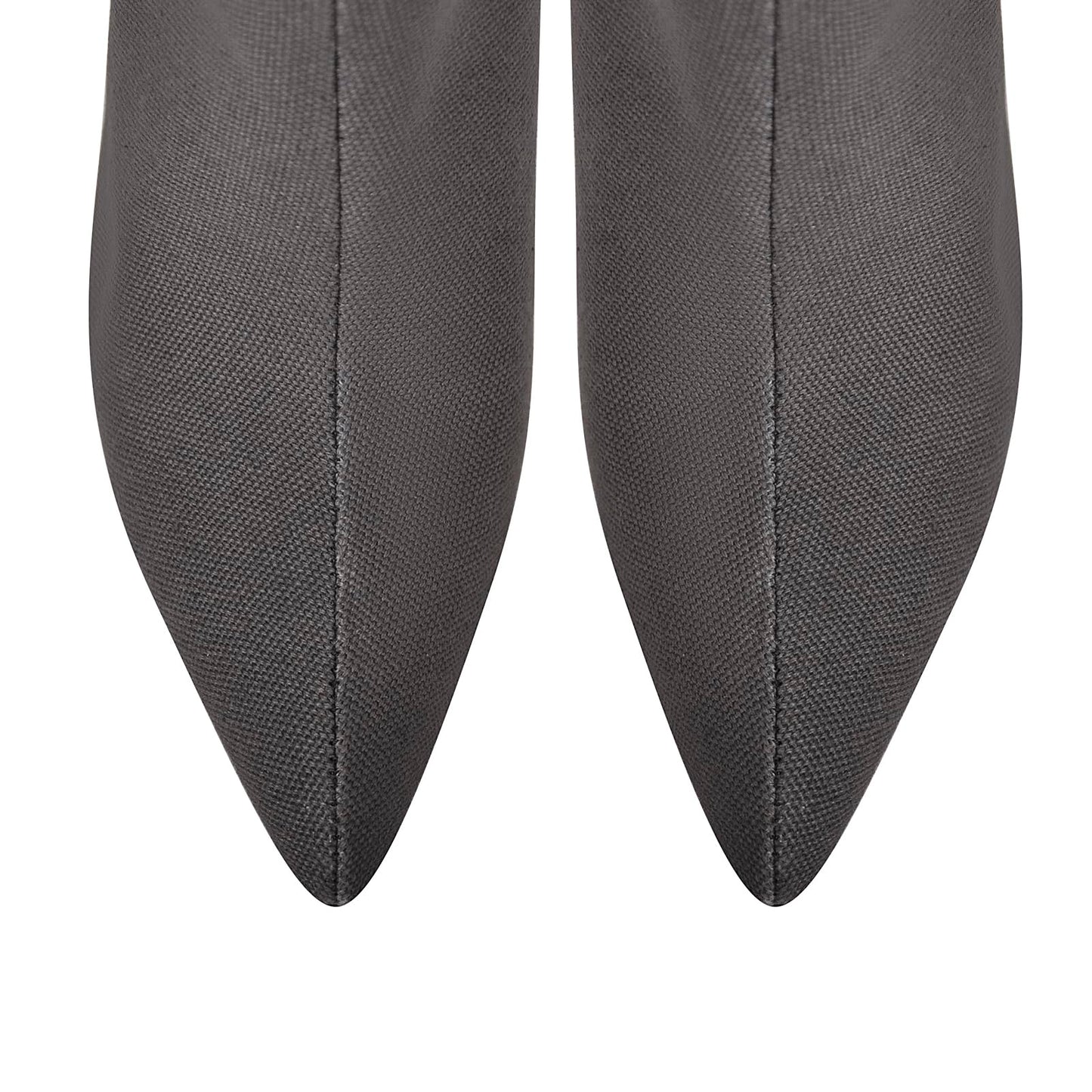 richealnini Women's Thigh High Boots with Straps Canvas Stiletto Heel Sexy Pointed Toe Party Riding Boots