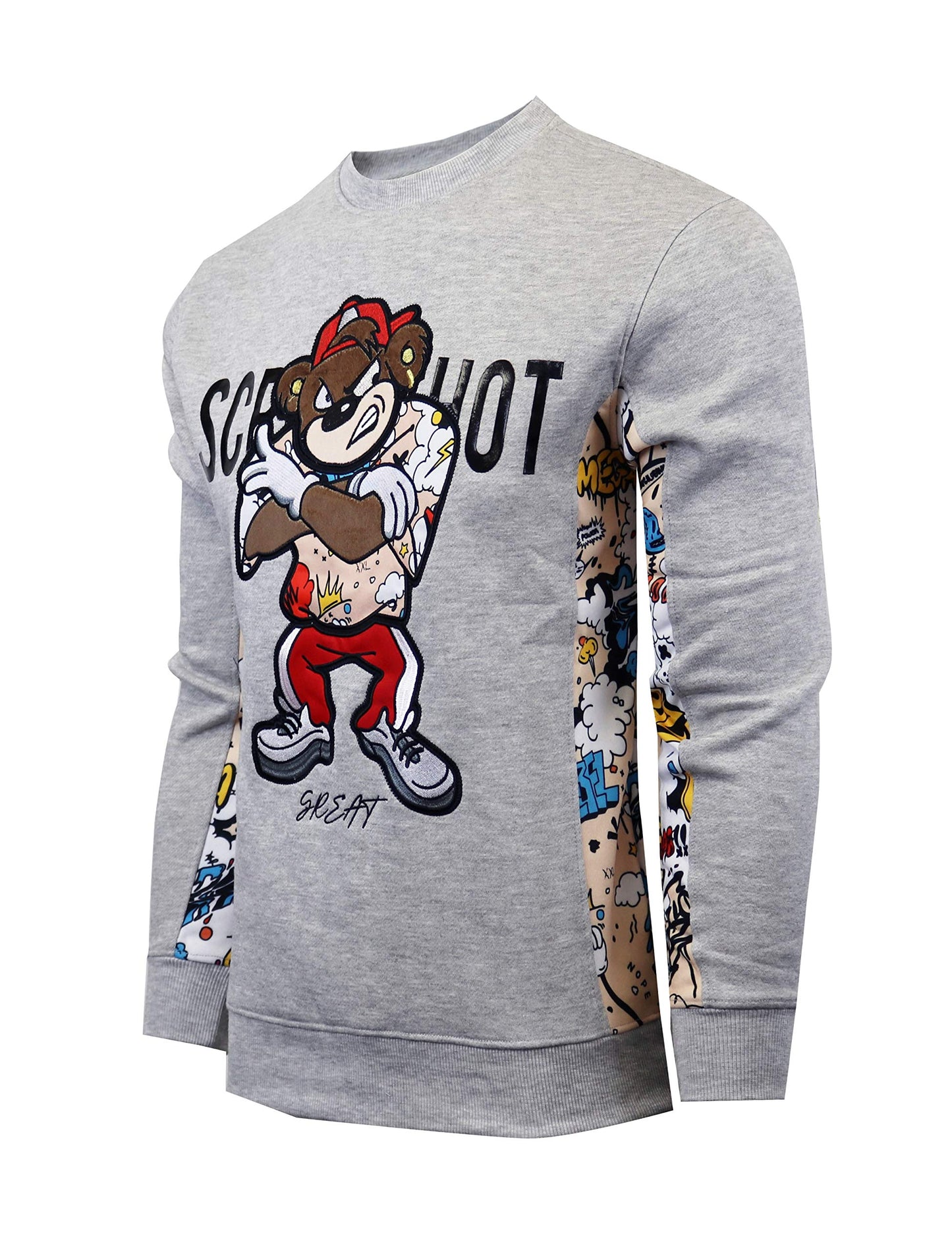 Screenshotbrand Mens Urban Hip Hop Premium Fleece - Pullover Active Urbanwear Street Fashion Crew Neck Sweatshirt