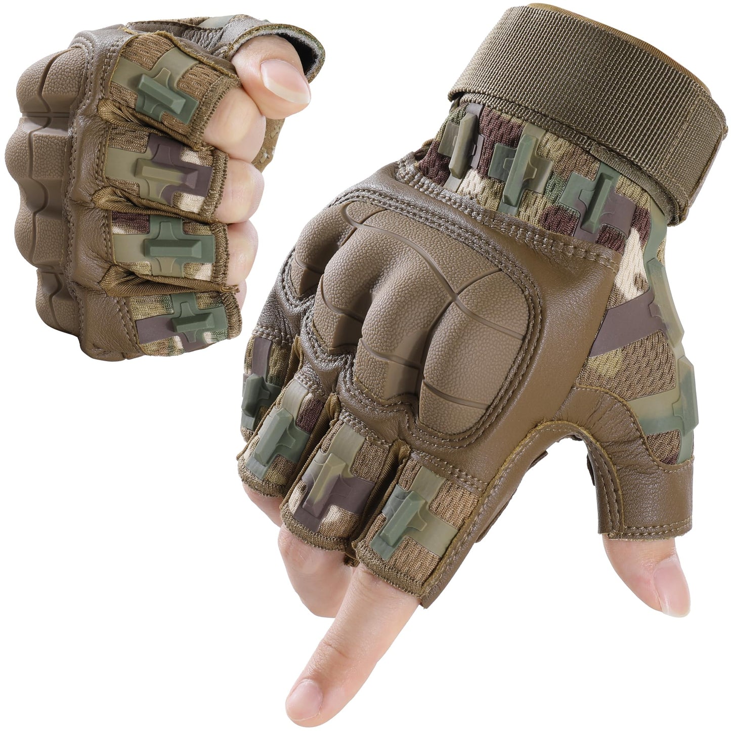 AXBXCX Tactical Fingerless Gloves for Men - Ultimate Impact Protection, Non-Slip & Breathable