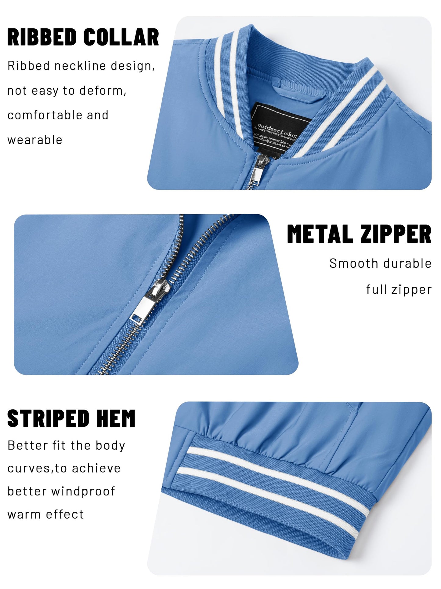 TACVASEN Men's Lightweight Jacket Casual Spring Fall Windbreaker Bomber Zip Up Coat With Pocket