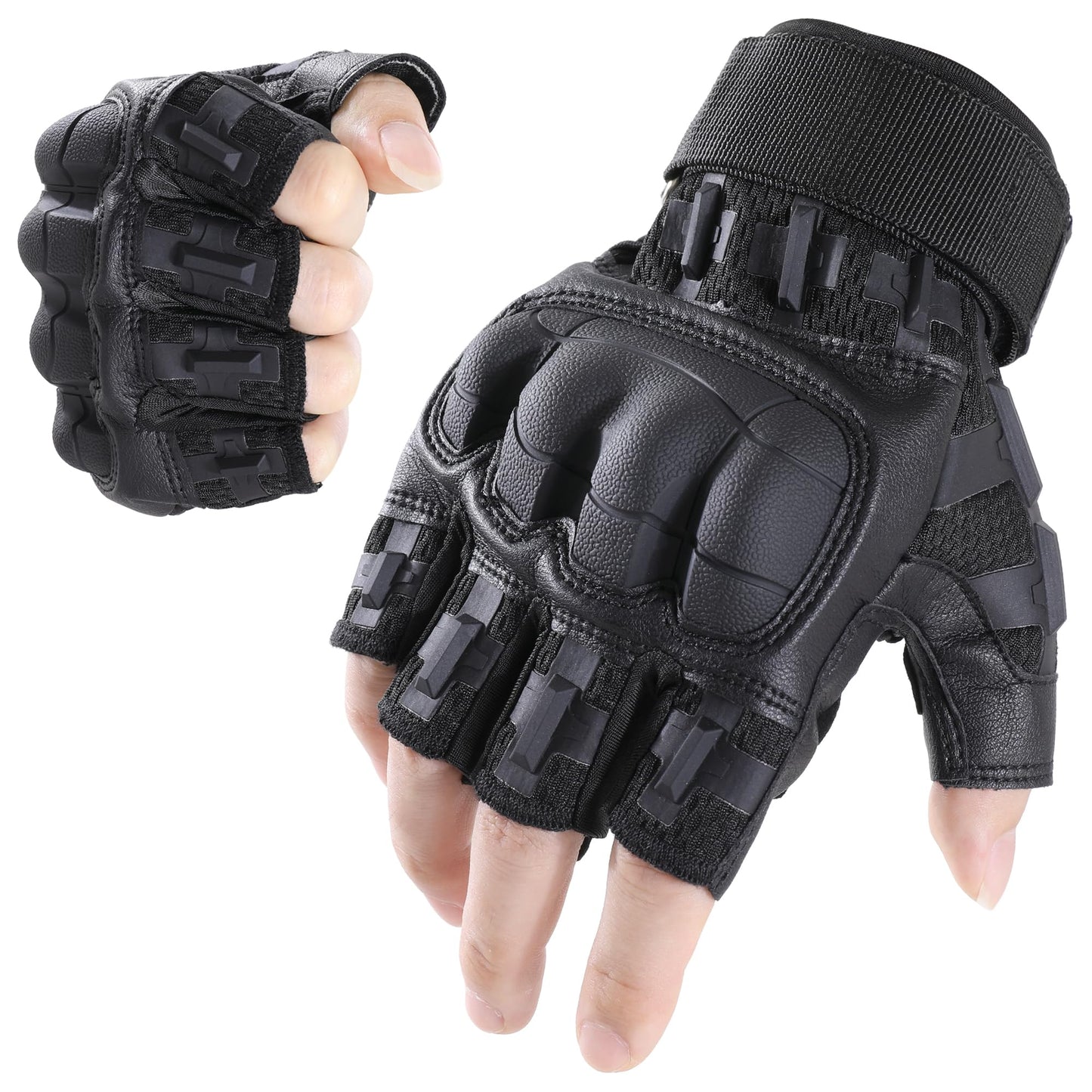 AXBXCX Tactical Fingerless Gloves for Men - Ultimate Impact Protection, Non-Slip & Breathable