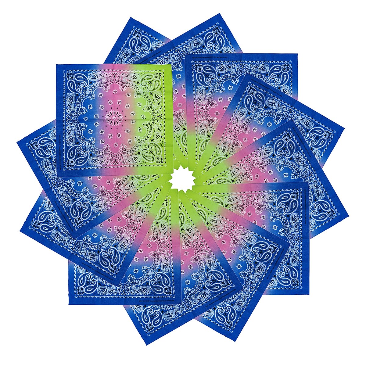 xsby 12 Piece Novelty Bandanas Paisley 100% Cotton Headwear