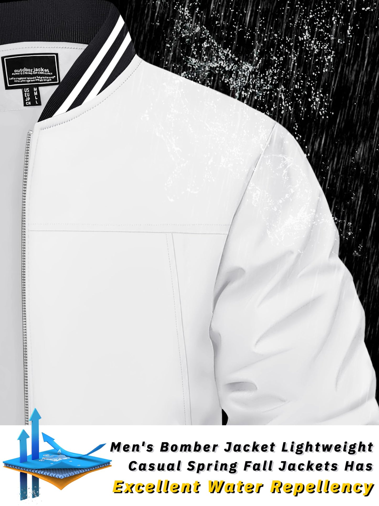 TACVASEN Men's Lightweight Jacket Casual Spring Fall Windbreaker Bomber Zip Up Coat With Pocket