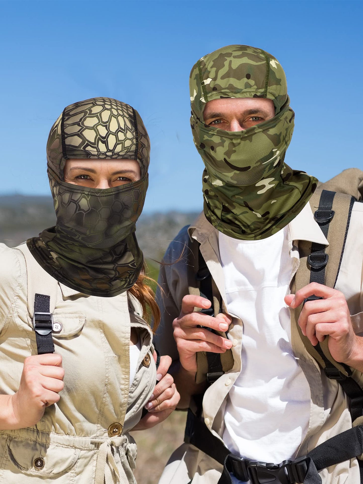 Blulu 3 Pieces Camo Balaclava Summer Full Face Mask Ski Mask Sun Dust Protection Full Face Cover for Men Women Outdoor