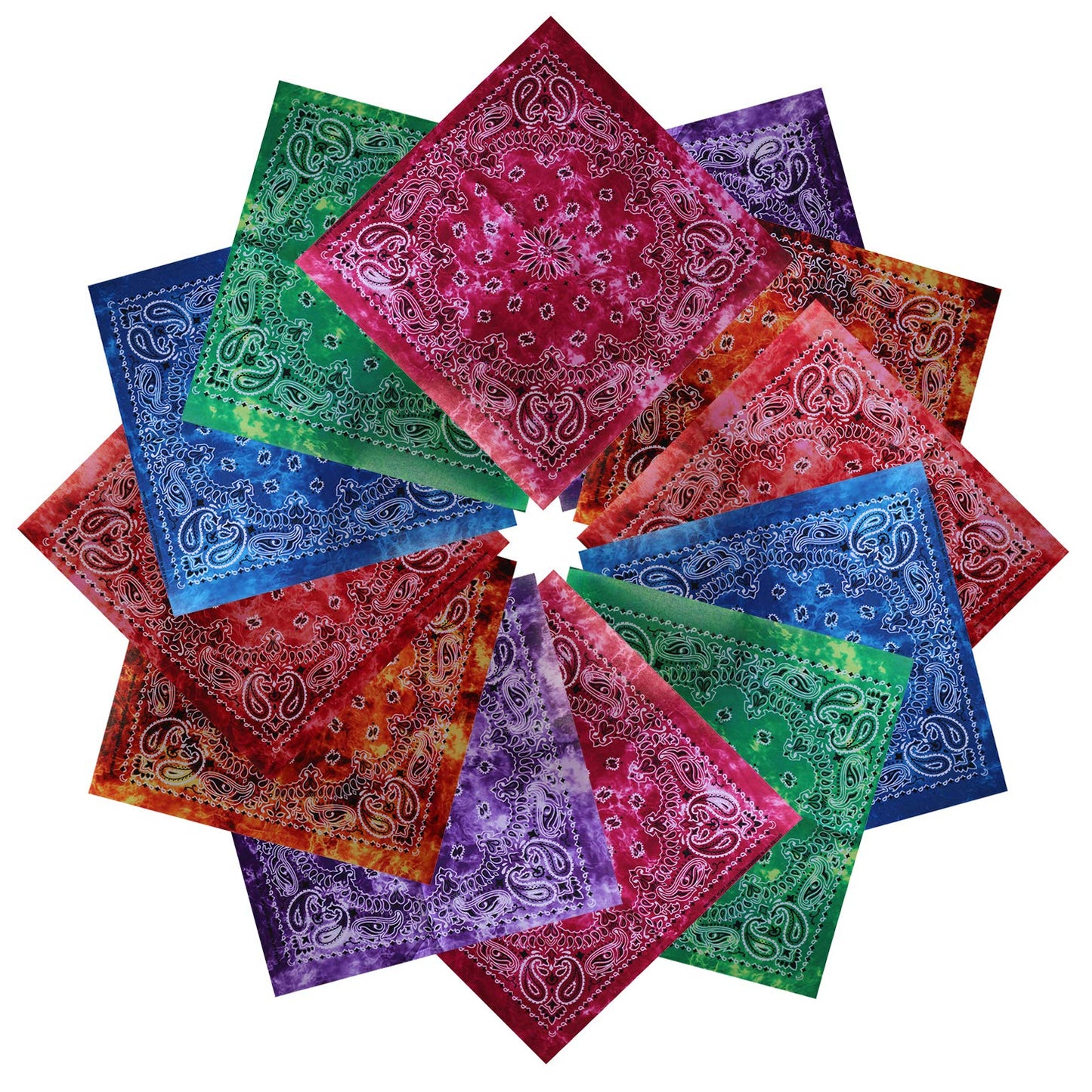 xsby 12 Piece Novelty Bandanas Paisley 100% Cotton Headwear