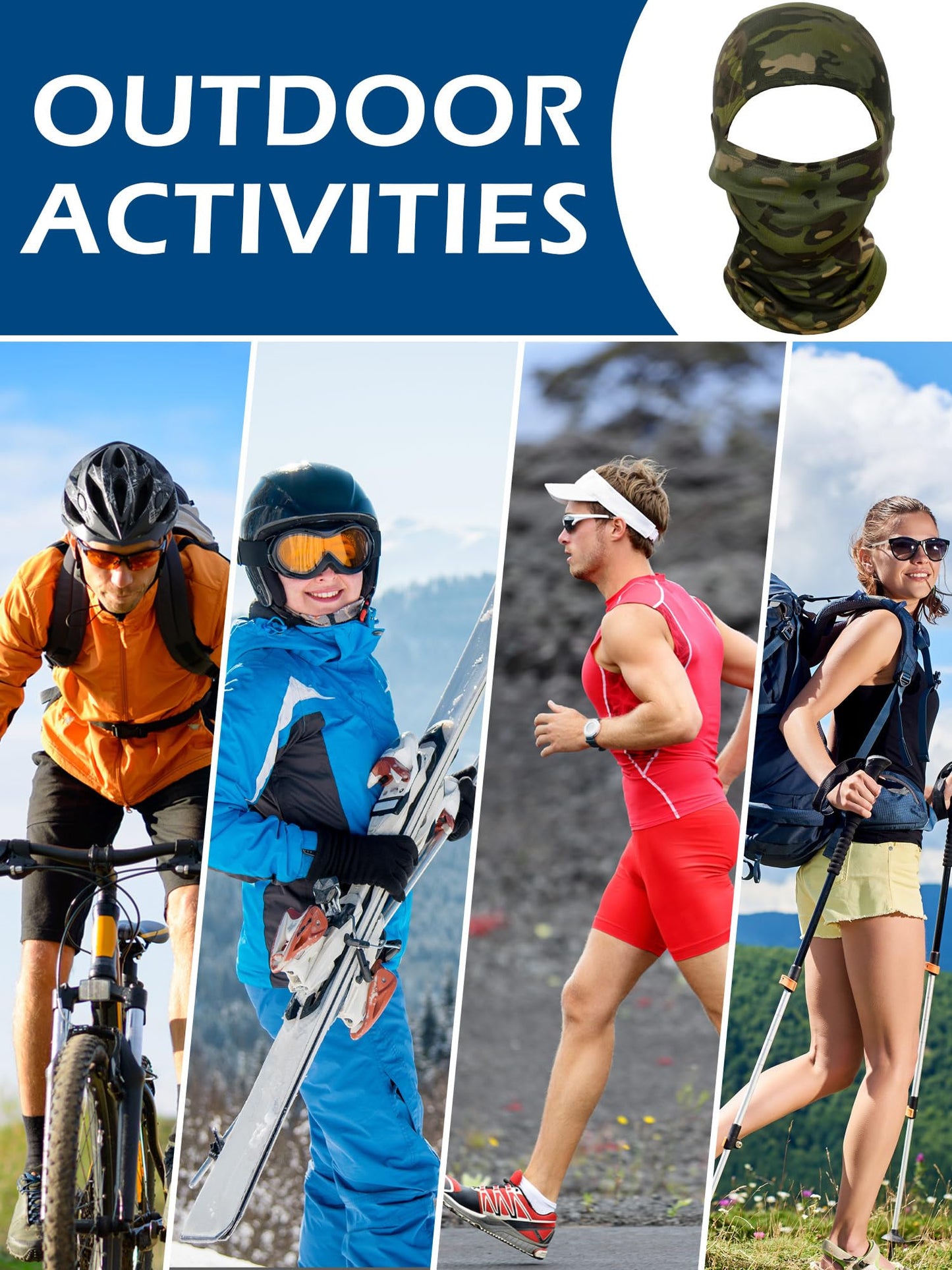 Blulu 3 Pieces Camo Balaclava Summer Full Face Mask Ski Mask Sun Dust Protection Full Face Cover for Men Women Outdoor