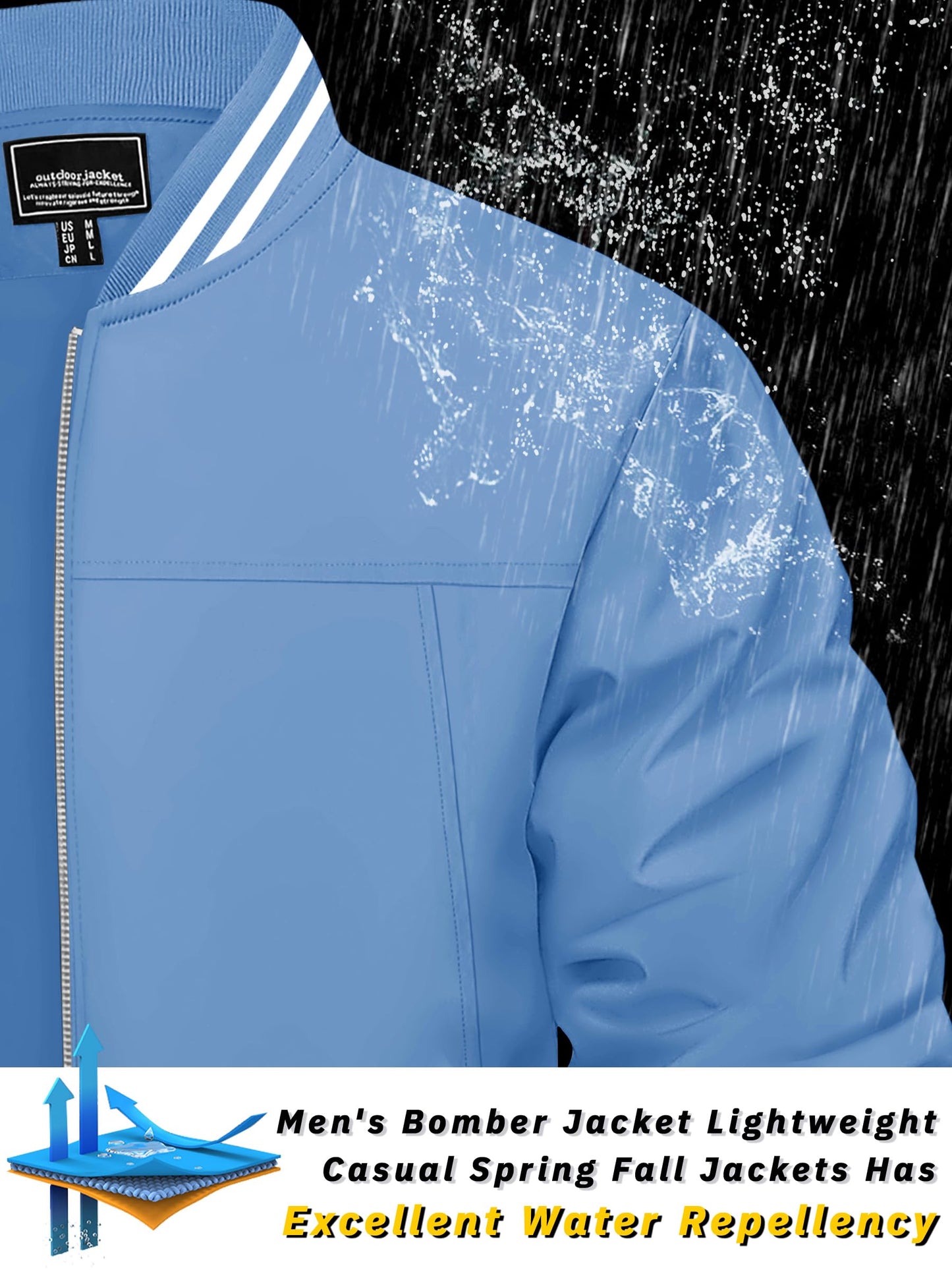 TACVASEN Men's Lightweight Jacket Casual Spring Fall Windbreaker Bomber Zip Up Coat With Pocket