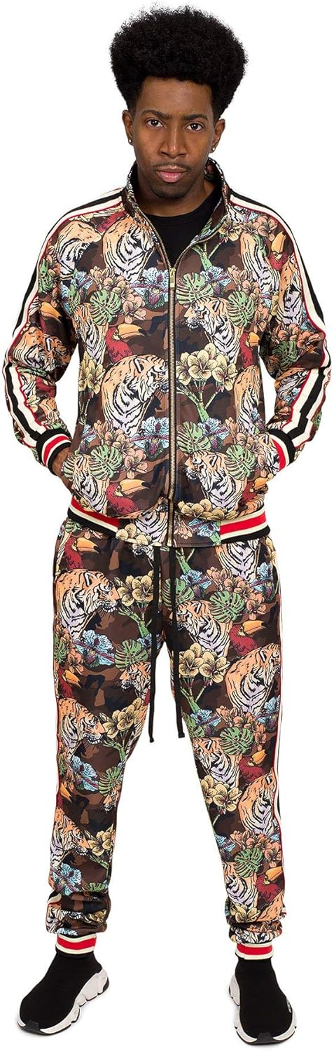 G-Style USA Men's Tiger Pattern Tracksuit Sets