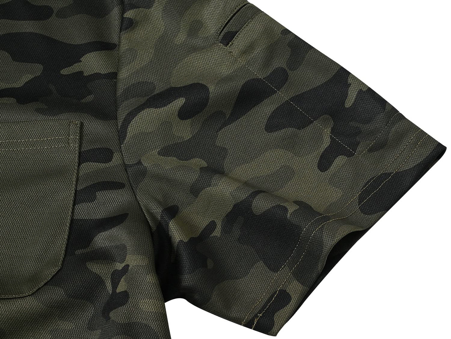 MoFiz Men's Camo Polo Golf Shirt Hiking Dry Fit Short Sleeve T-Shirts Pique Collared Polo Jersey