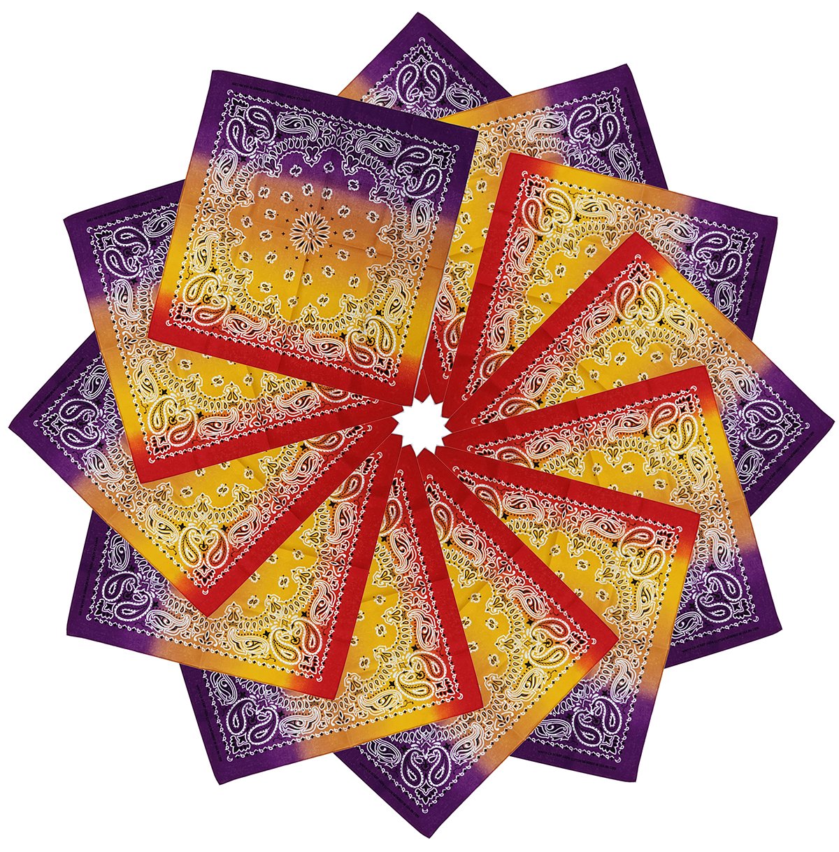 xsby 12 Piece Novelty Bandanas Paisley 100% Cotton Headwear