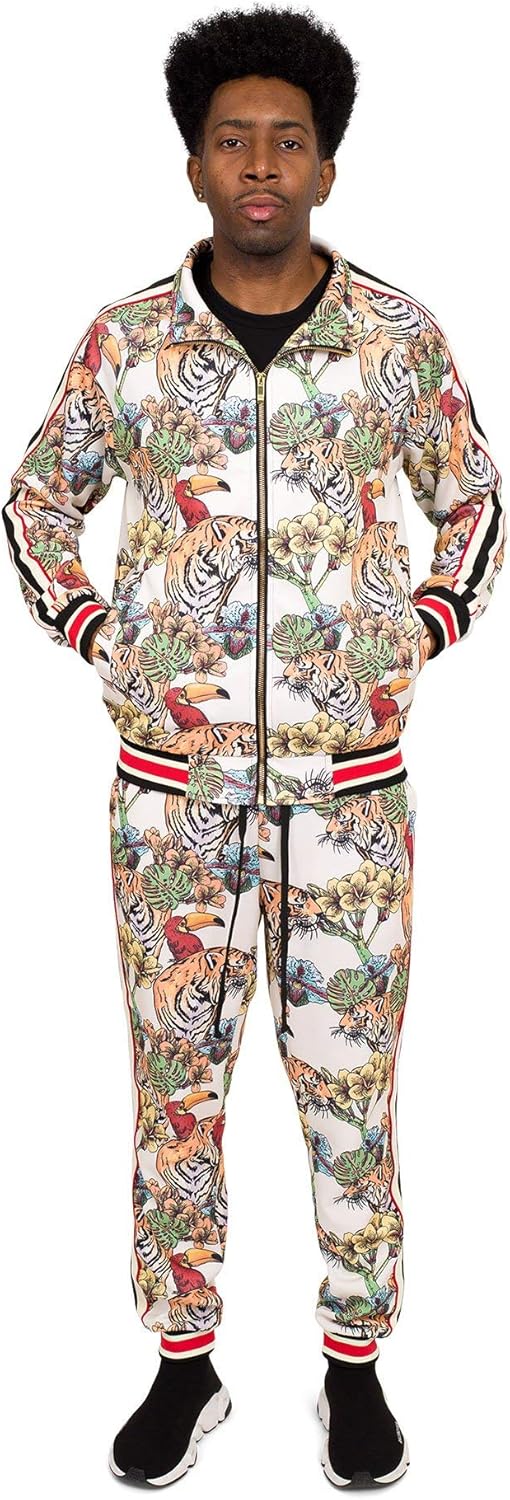 G-Style USA Men's Tiger Pattern Tracksuit Sets