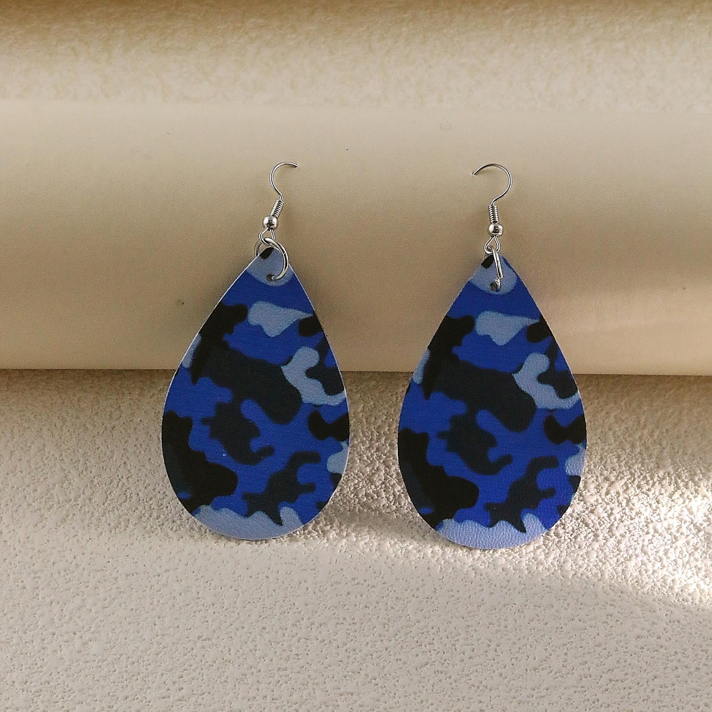 Camo Earrings for Women,Camouflage Leather Dangle Earrings Cool Lightweight Teardrop Green Camouflage Leather Drop Earrings