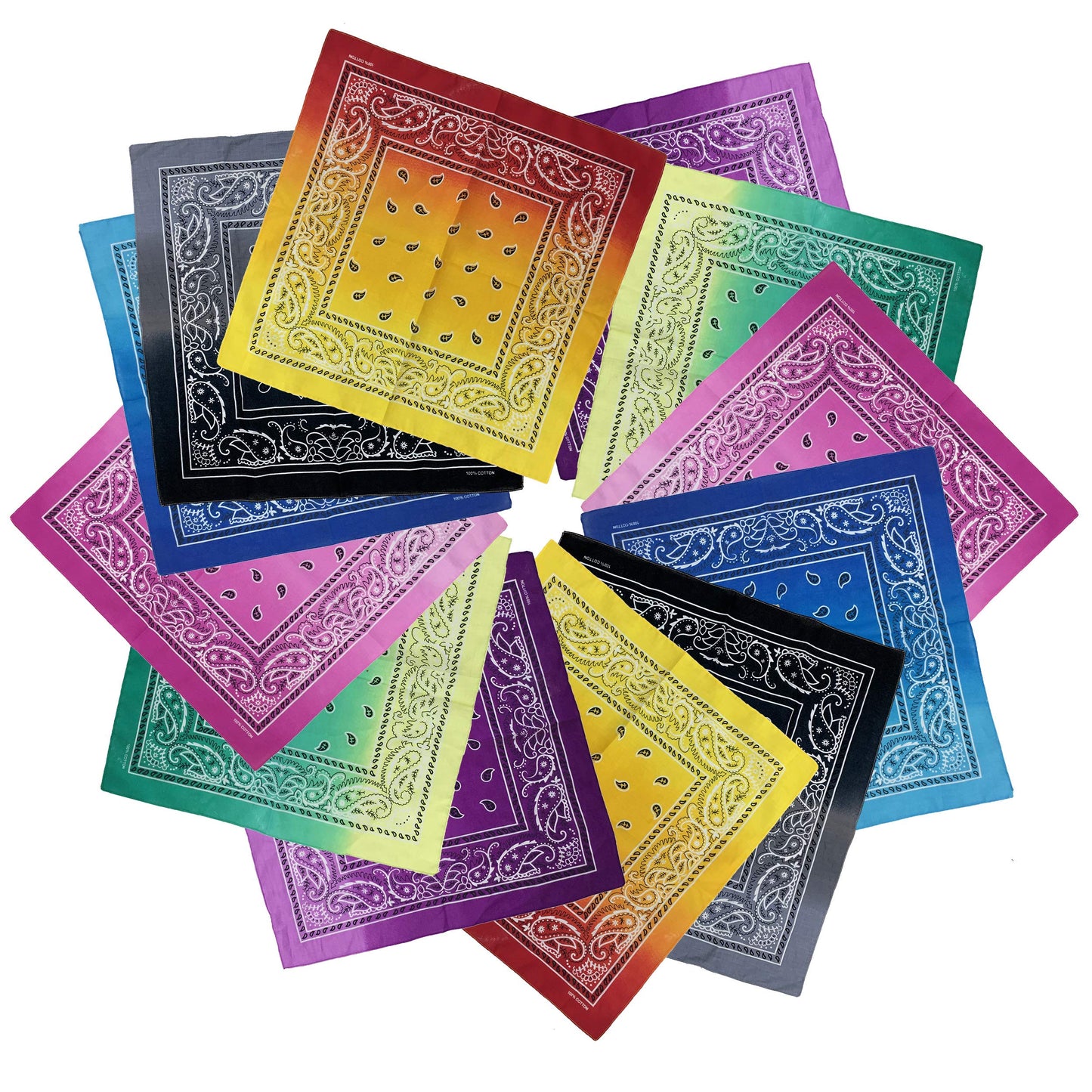 xsby 12 Piece Novelty Bandanas Paisley 100% Cotton Headwear