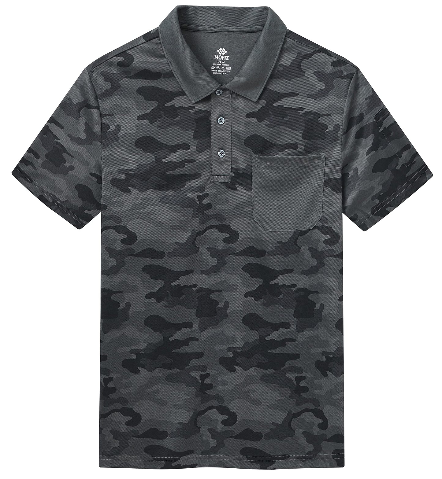 MoFiz Men's Camo Polo Golf Shirt Hiking Dry Fit Short Sleeve T-Shirts Pique Collared Polo Jersey