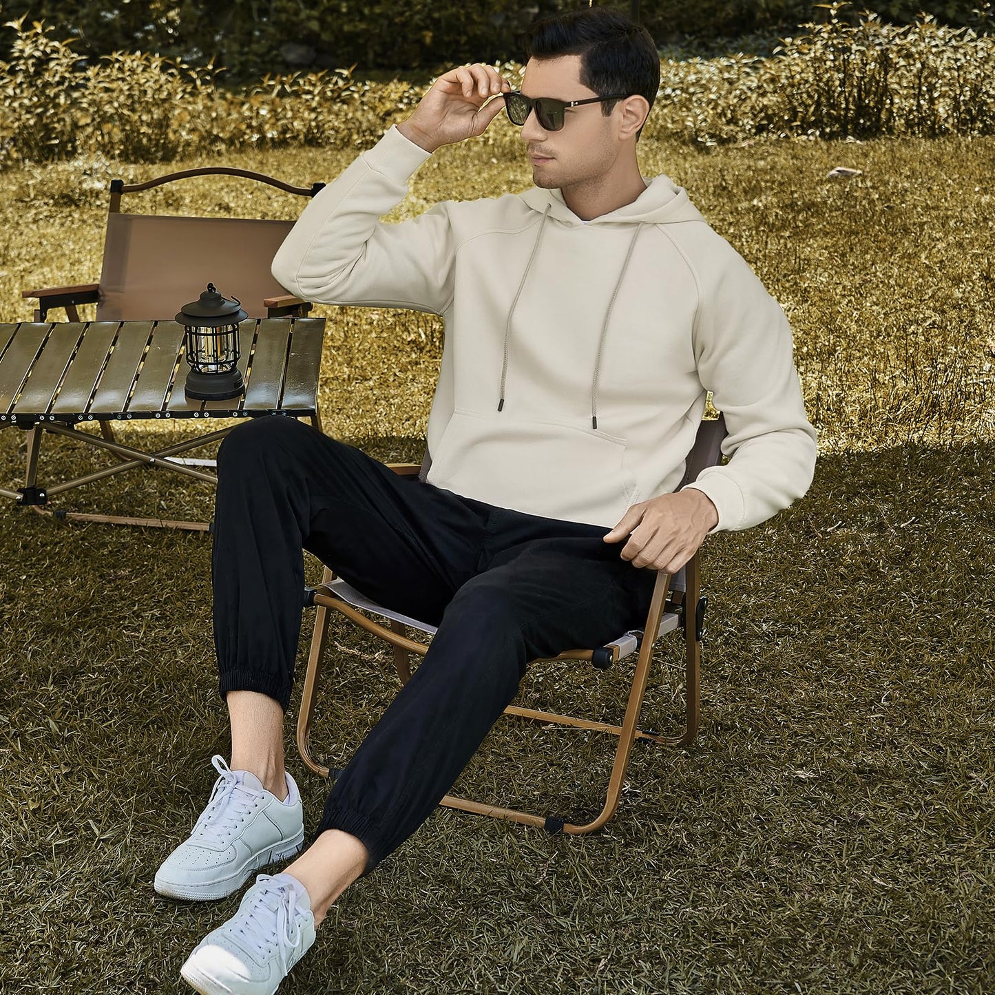 LBL Leading the Better Life Men's Solid Pullover Hoodies Sports Soft Blend Fleece Hooded Sweatshirts with Kangaroo Pocket