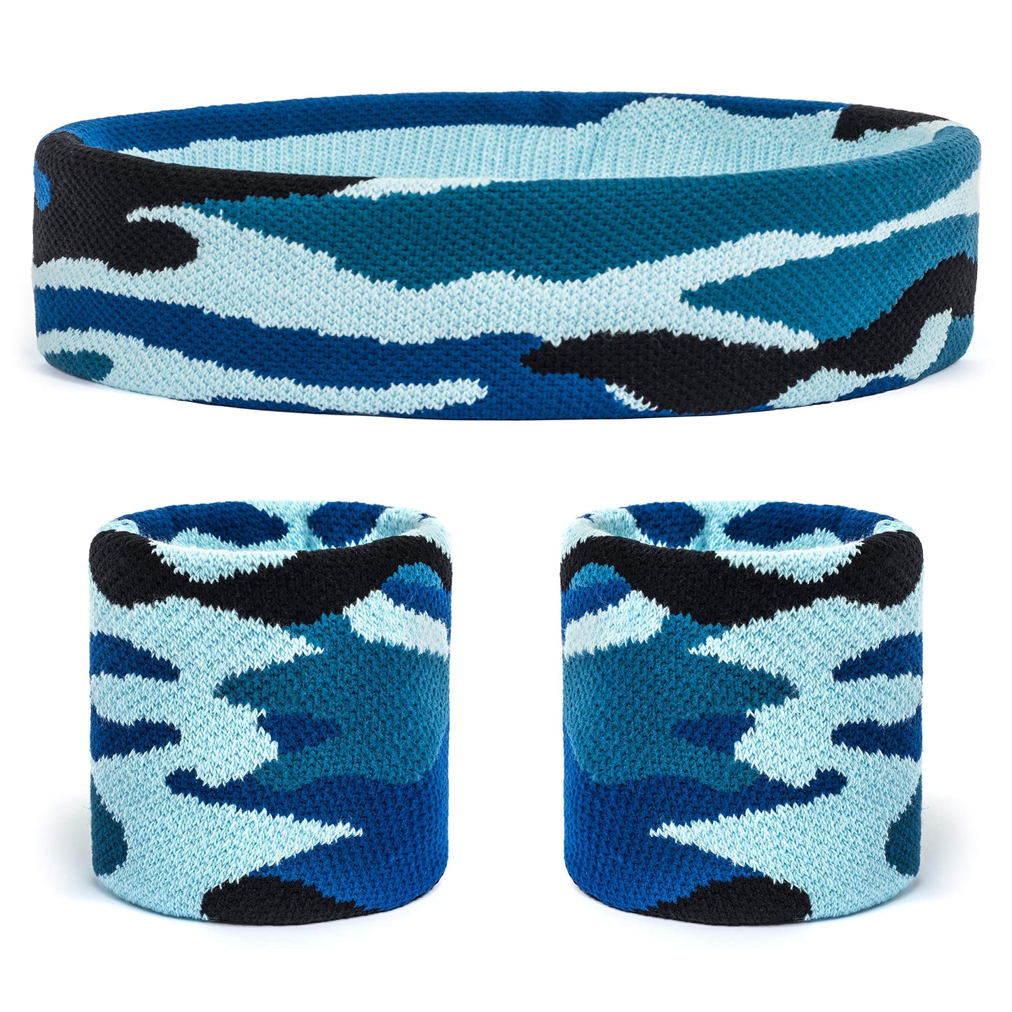 Suddora Camo Headband/Wrist Band Set - Camouflage Sweatbands for Basketball, Tennis, Working Out, Gym