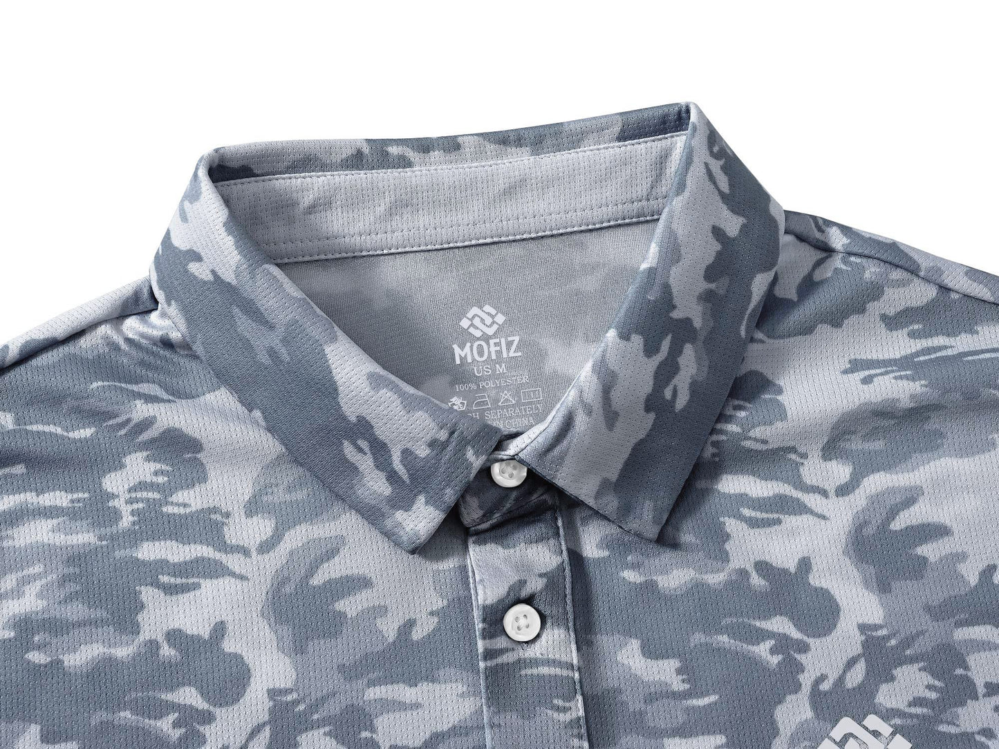MoFiz Men's Camo Polo Golf Shirt Hiking Dry Fit Short Sleeve T-Shirts Pique Collared Polo Jersey