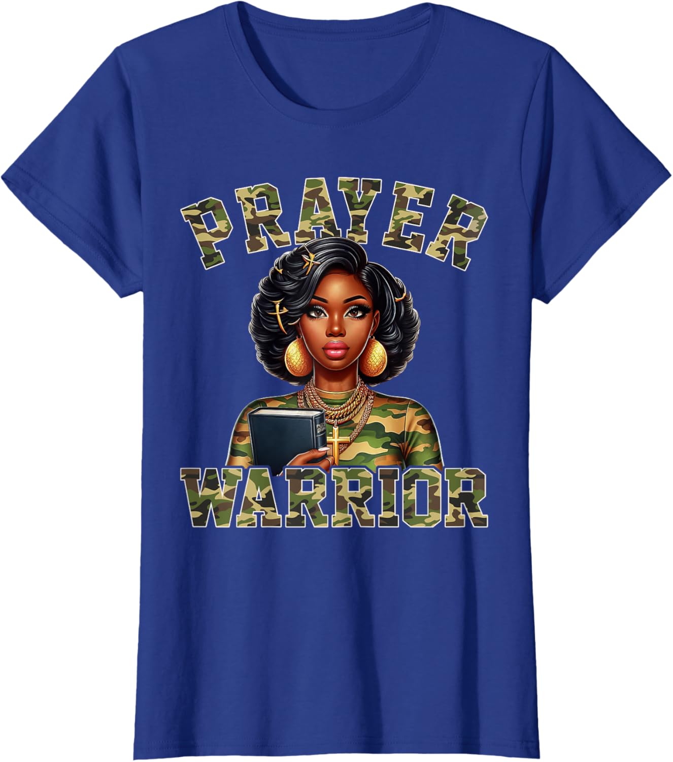 Praying Black Woman Afro Christian Sayings Prayer Warrior T-Shirt