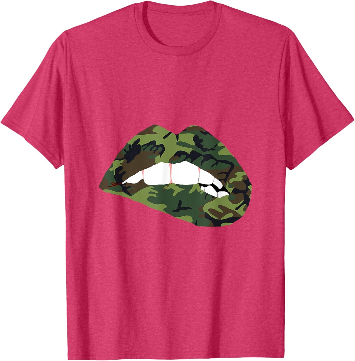 Camouflage Lips Mouth Military Kiss Me Biting Camo Kissing T-Shirt
