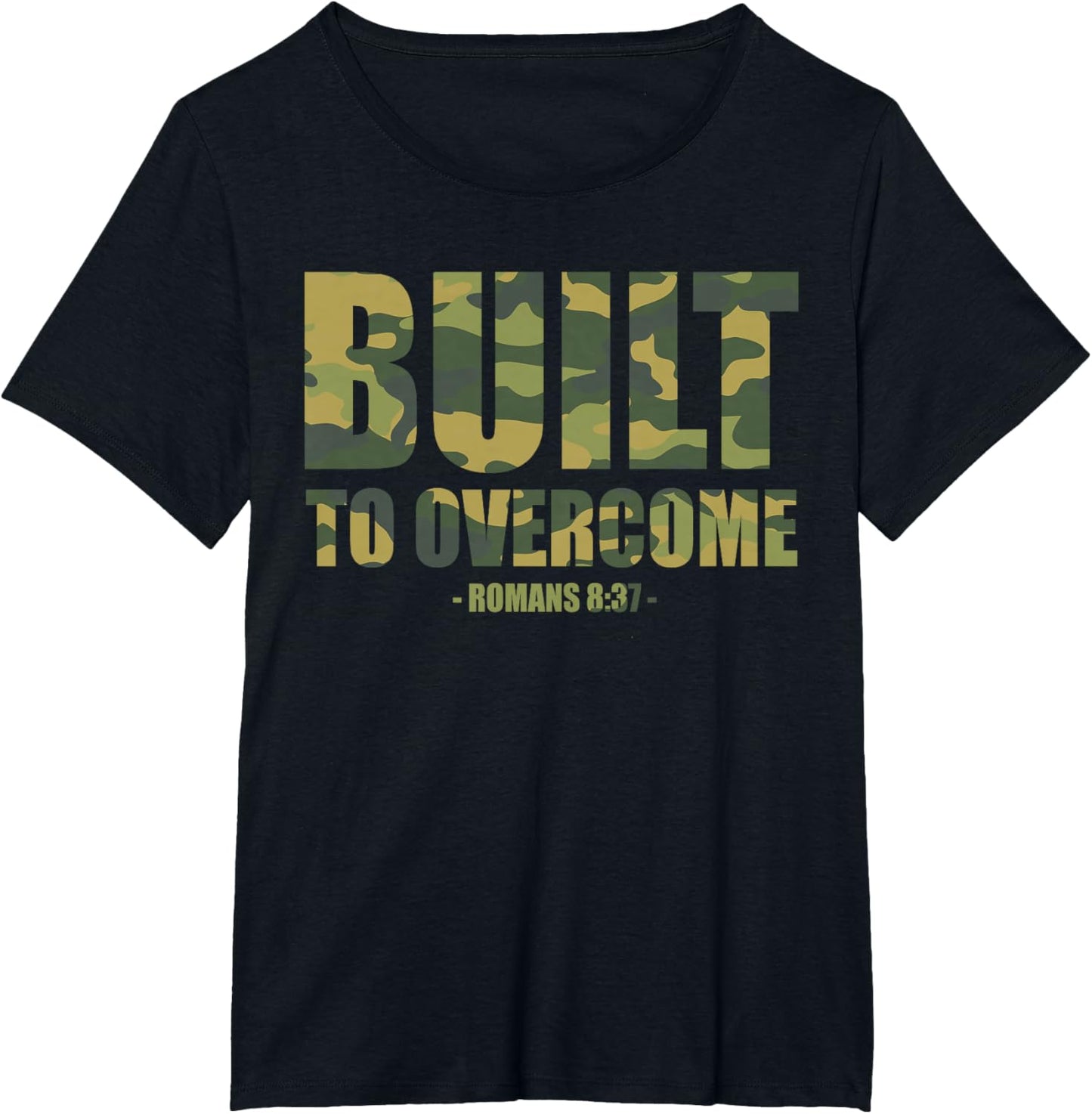 Built to Overcome Christian Men Camo Scripture Gym Workout T-Shirt