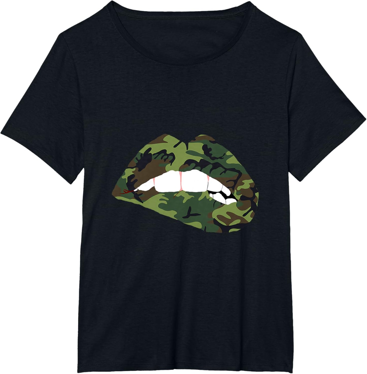 Camouflage Lips Mouth Military Kiss Me Biting Camo Kissing T-Shirt