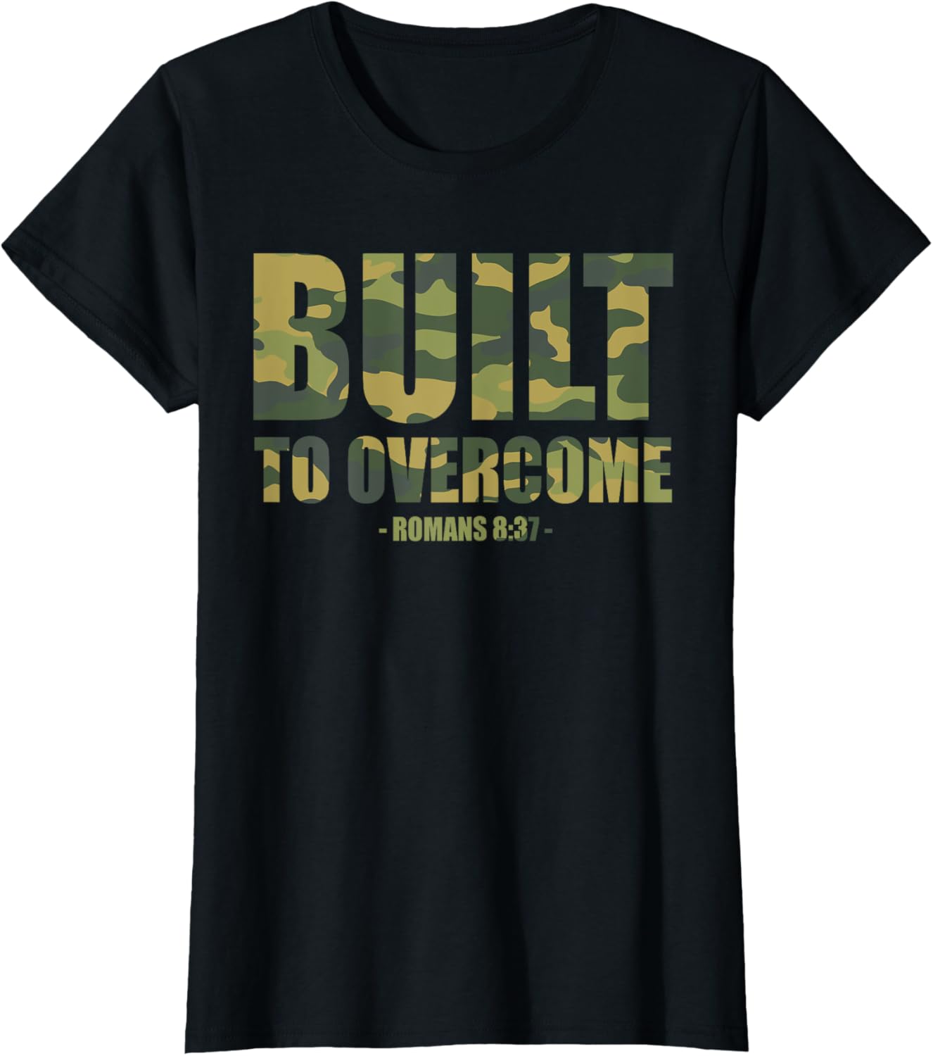 Built to Overcome Christian Men Camo Scripture Gym Workout T-Shirt