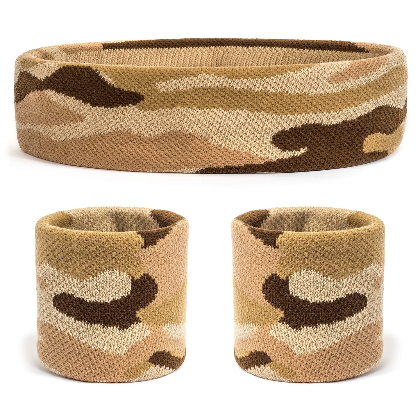 Suddora Camo Headband/Wrist Band Set - Camouflage Sweatbands for Basketball, Tennis, Working Out, Gym