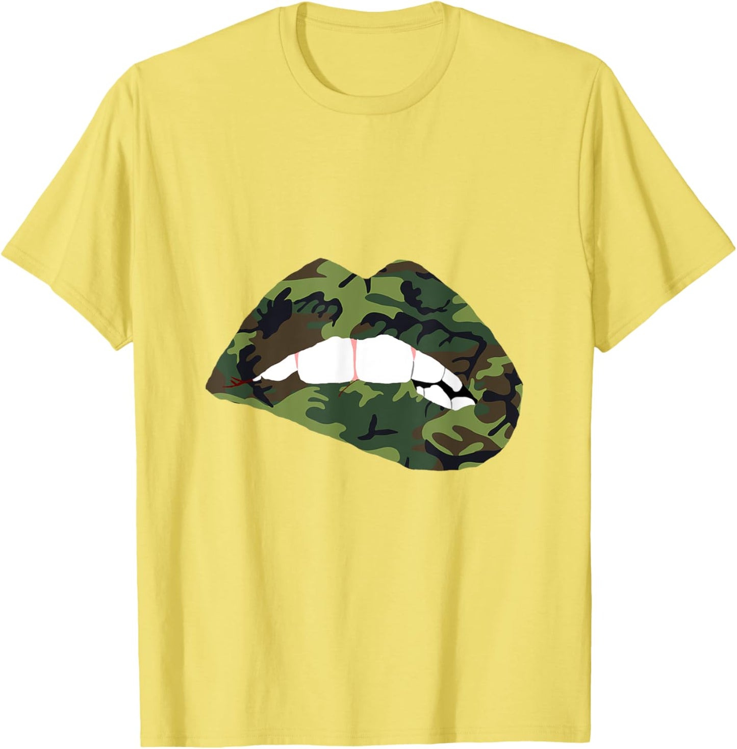 Camouflage Lips Mouth Military Kiss Me Biting Camo Kissing T-Shirt