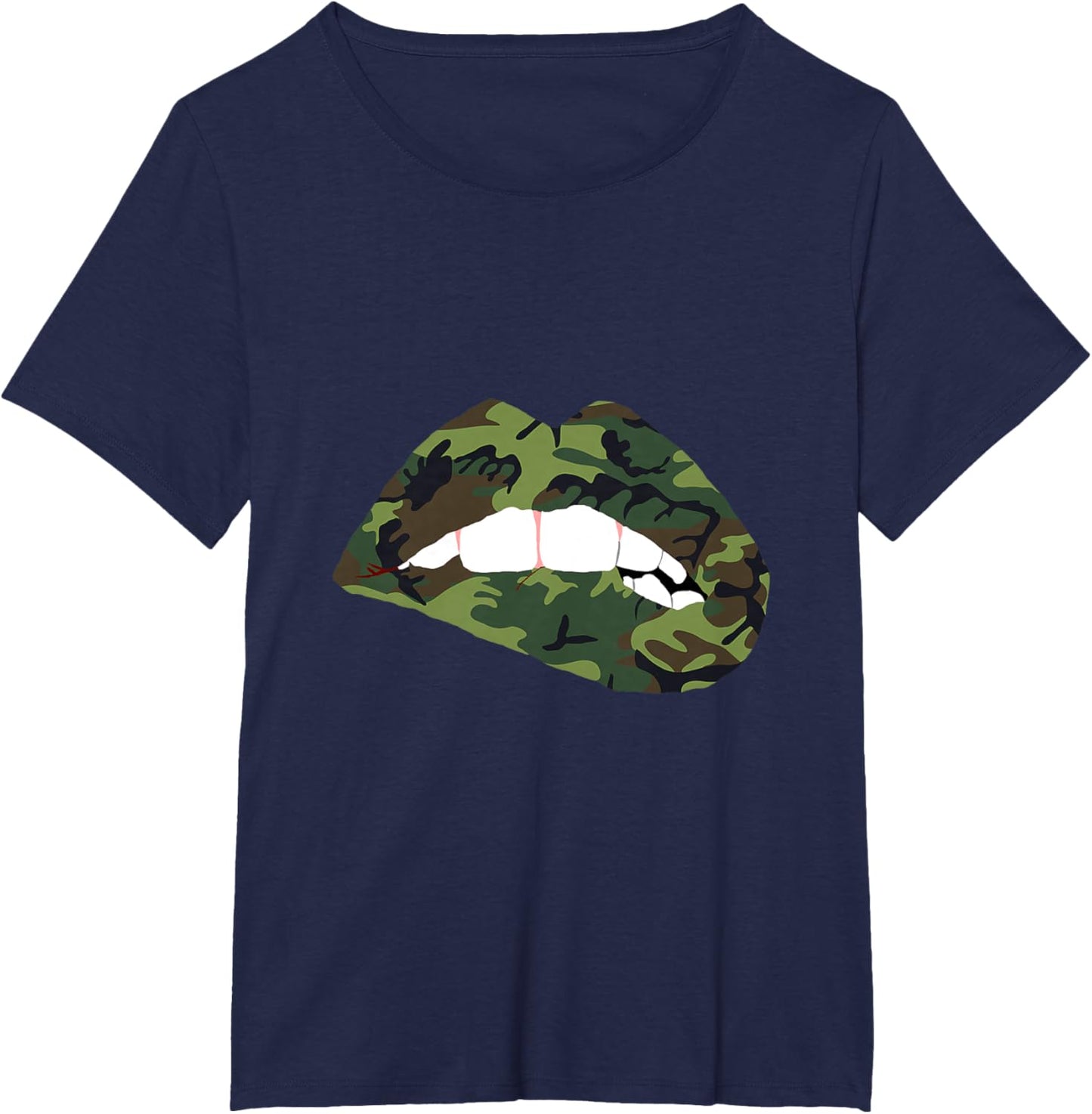 Camouflage Lips Mouth Military Kiss Me Biting Camo Kissing T-Shirt