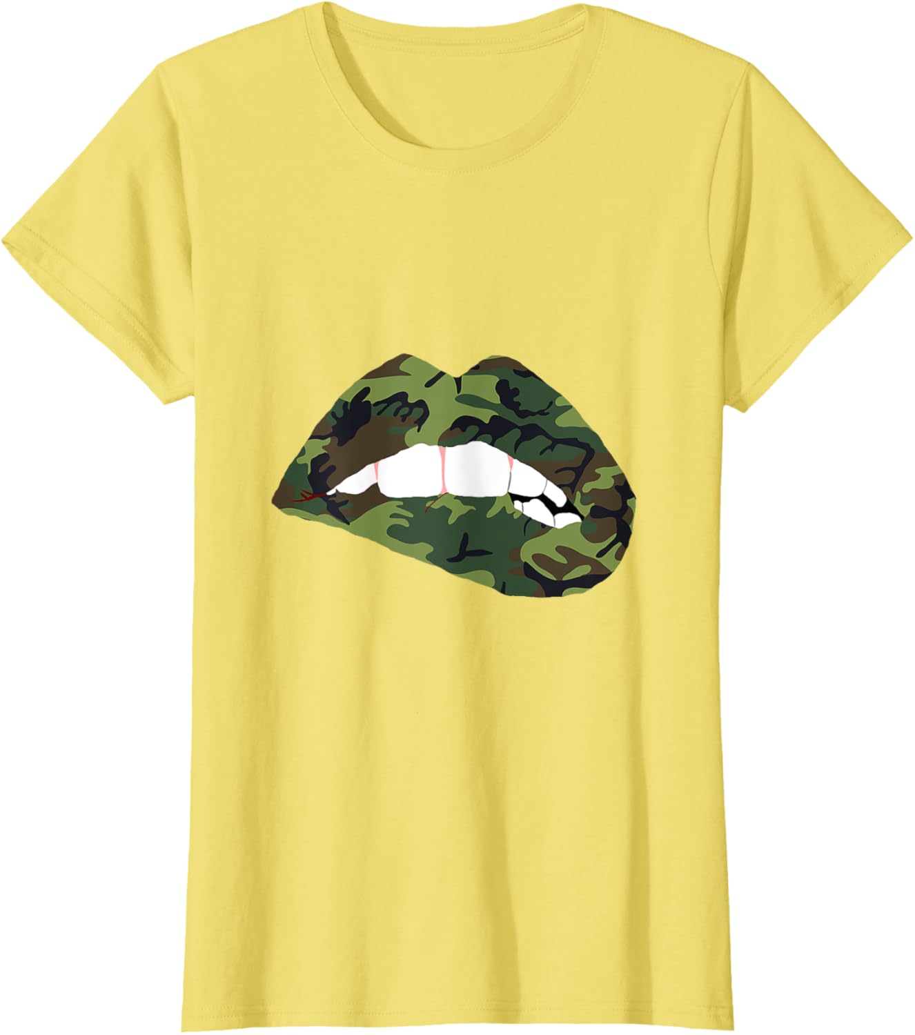Camouflage Lips Mouth Military Kiss Me Biting Camo Kissing T-Shirt