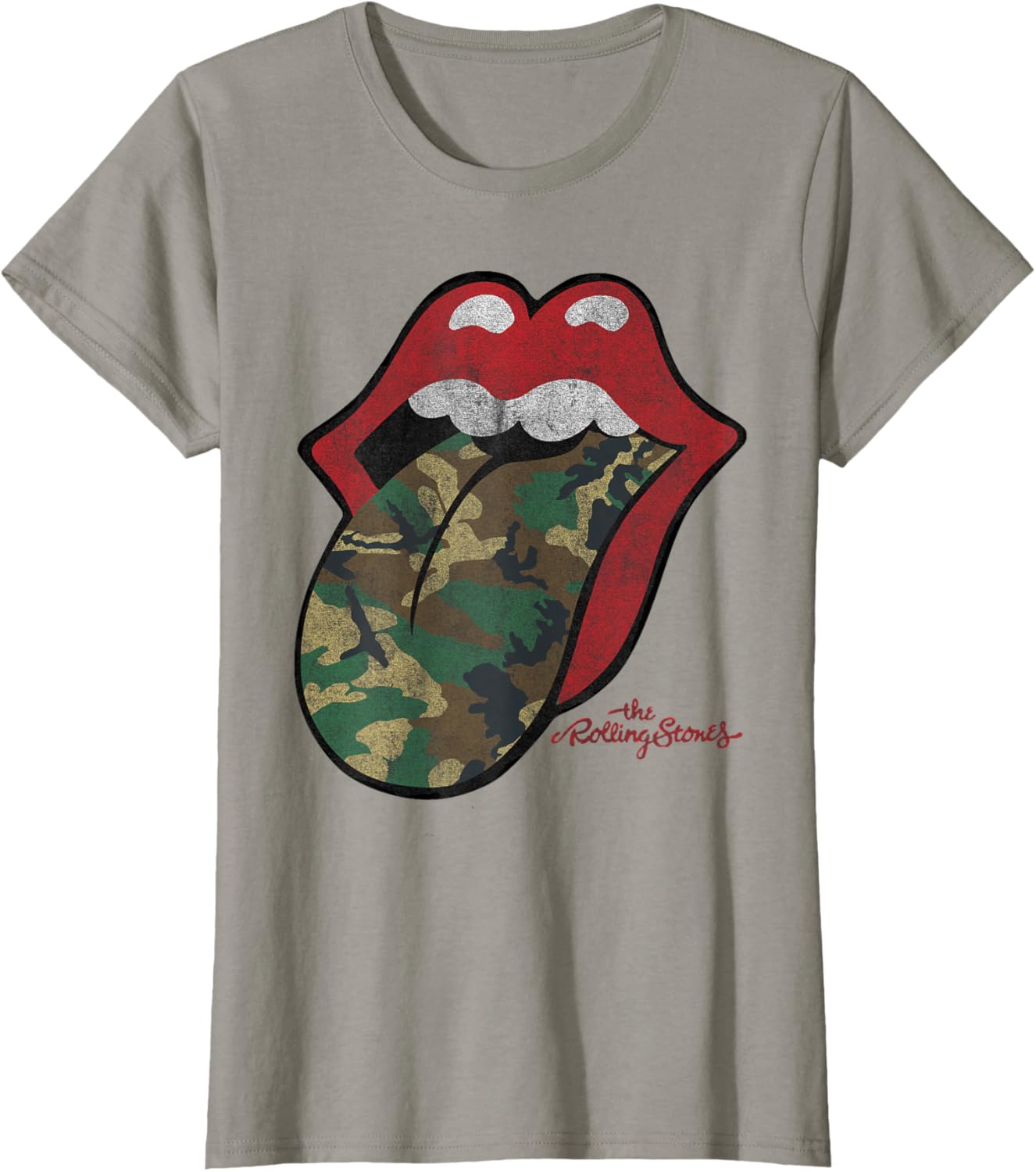 Official Rolling Stones Distressed Camo Tongue T-Shirt