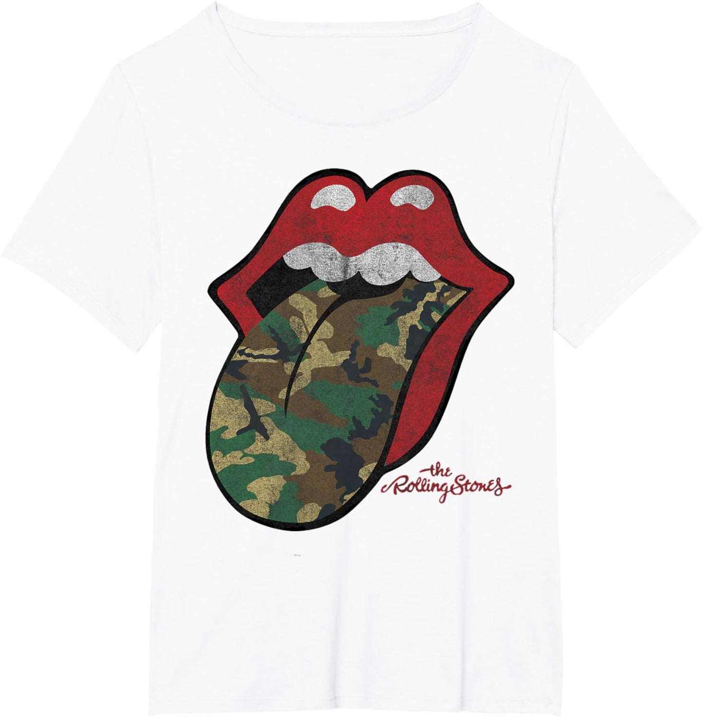 Official Rolling Stones Distressed Camo Tongue T-Shirt