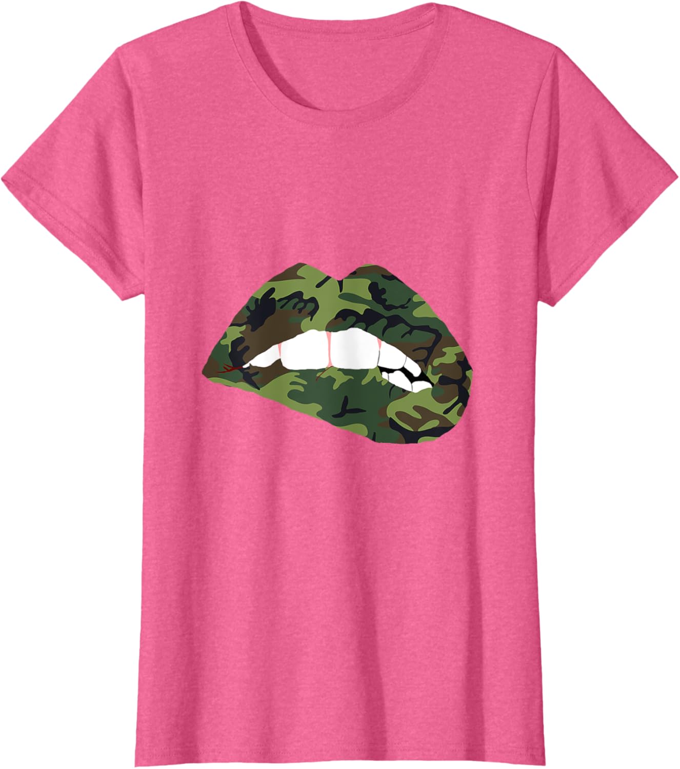 Camouflage Lips Mouth Military Kiss Me Biting Camo Kissing T-Shirt
