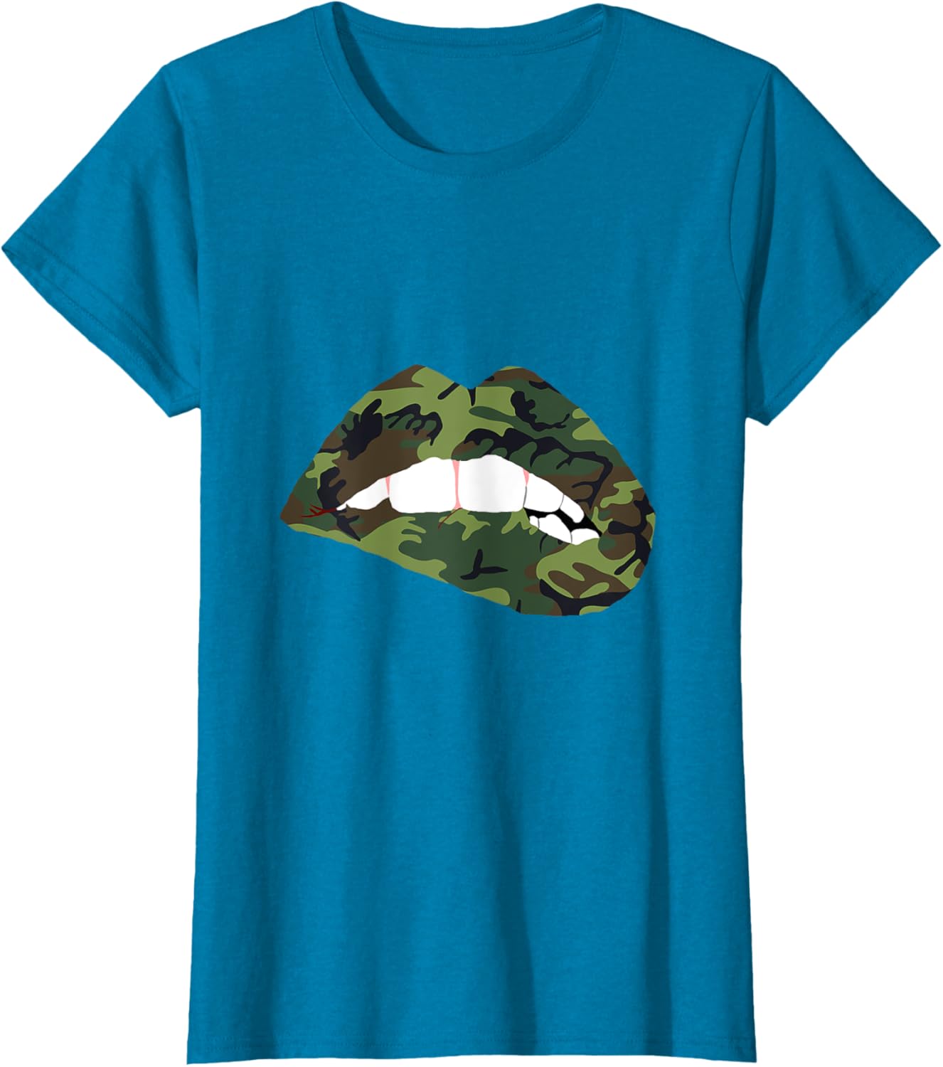 Camouflage Lips Mouth Military Kiss Me Biting Camo Kissing T-Shirt