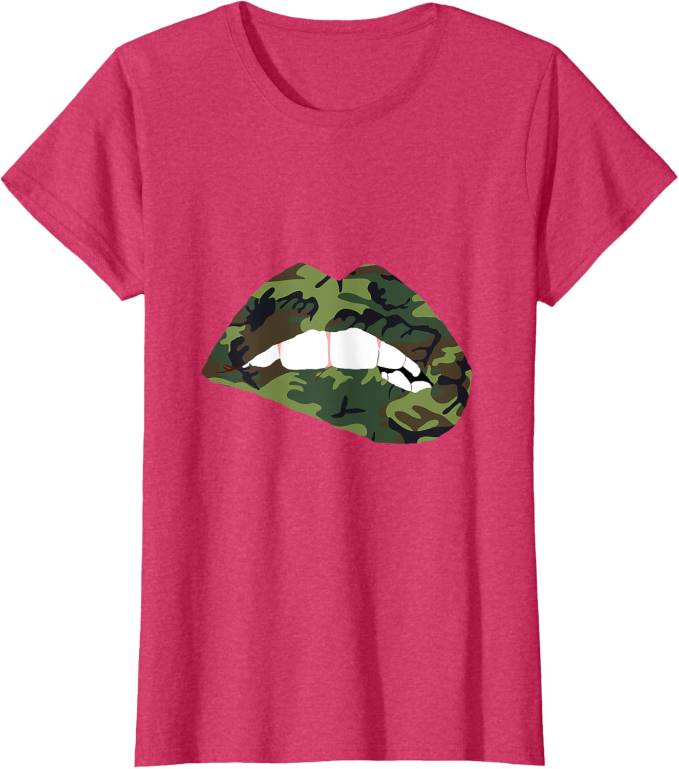 Camouflage Lips Mouth Military Kiss Me Biting Camo Kissing T-Shirt