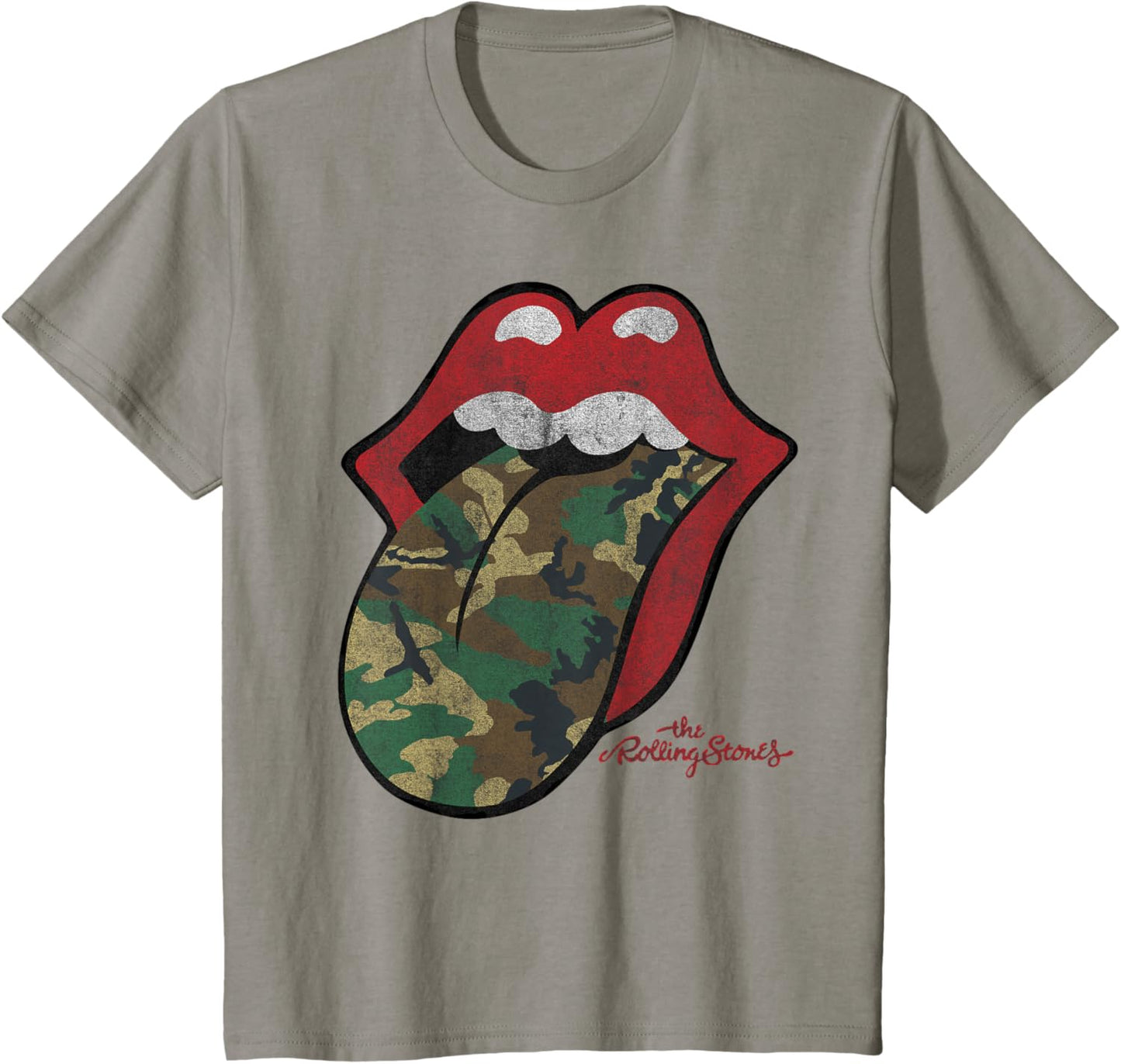 Official Rolling Stones Distressed Camo Tongue T-Shirt