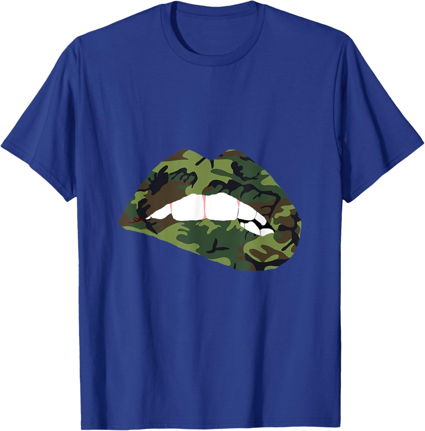 Camouflage Lips Mouth Military Kiss Me Biting Camo Kissing T-Shirt