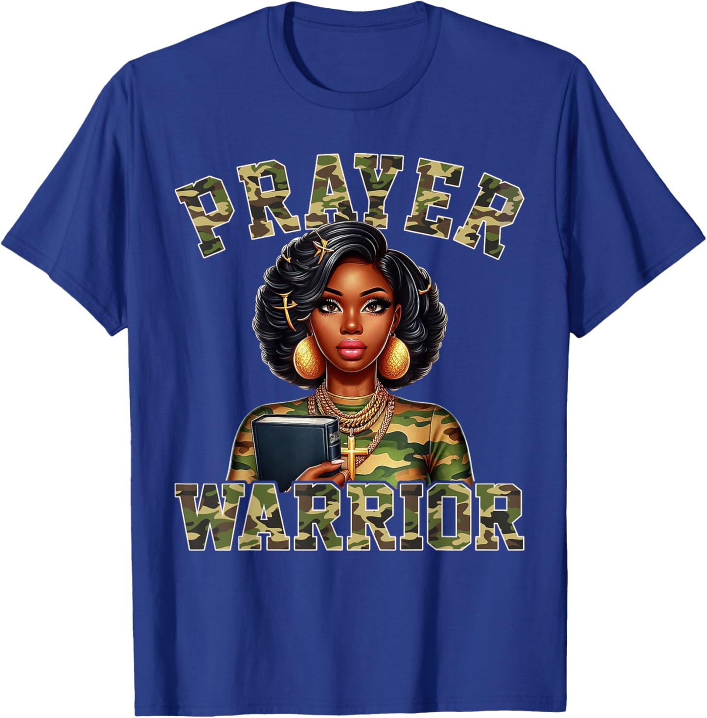 Praying Black Woman Afro Christian Sayings Prayer Warrior T-Shirt